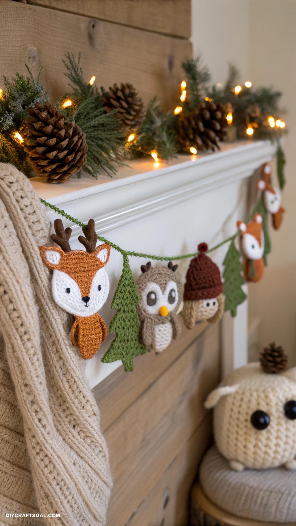 crochet christmas garlands Woodland creatures with natural fibers
