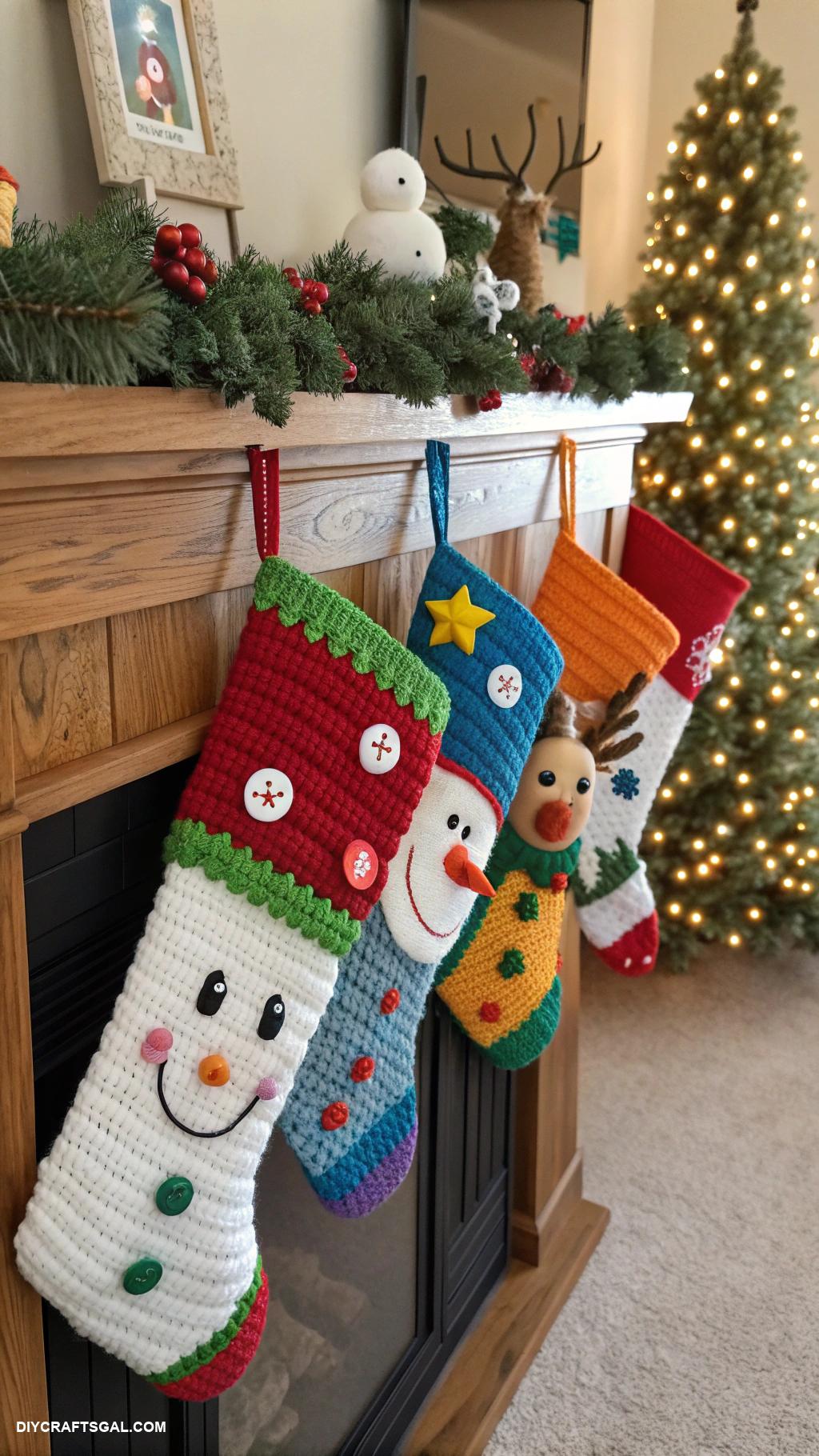 crochet christmas stockings Character themed for kids fun
