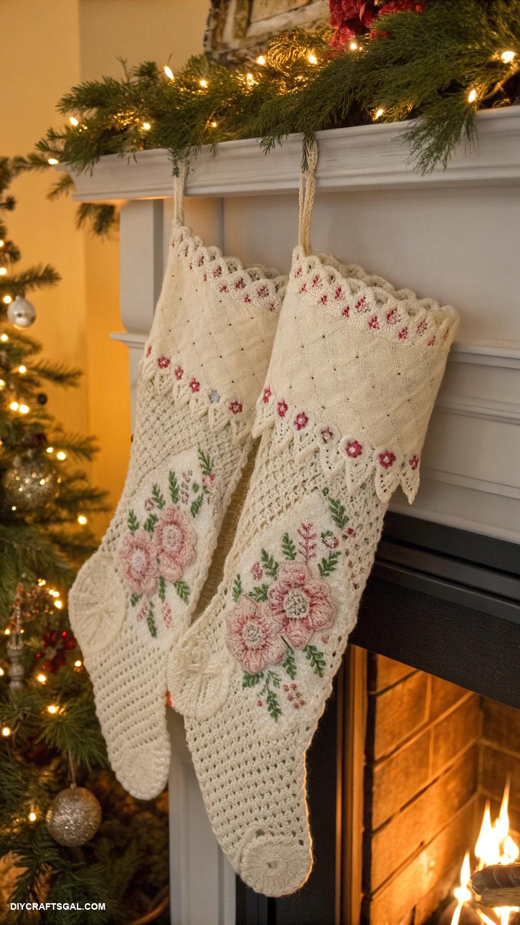 crochet christmas stockings Vintage inspired lace crochet pattern