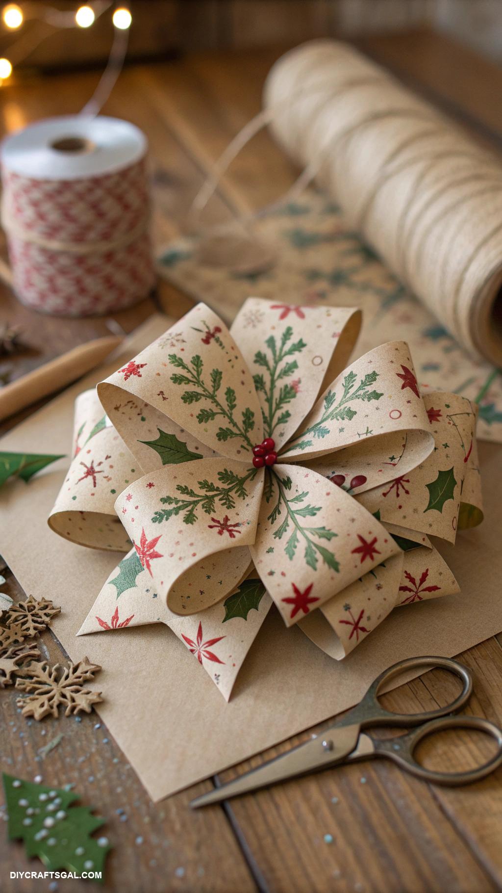 diy christmas bows Recycled paper gift wrap bow