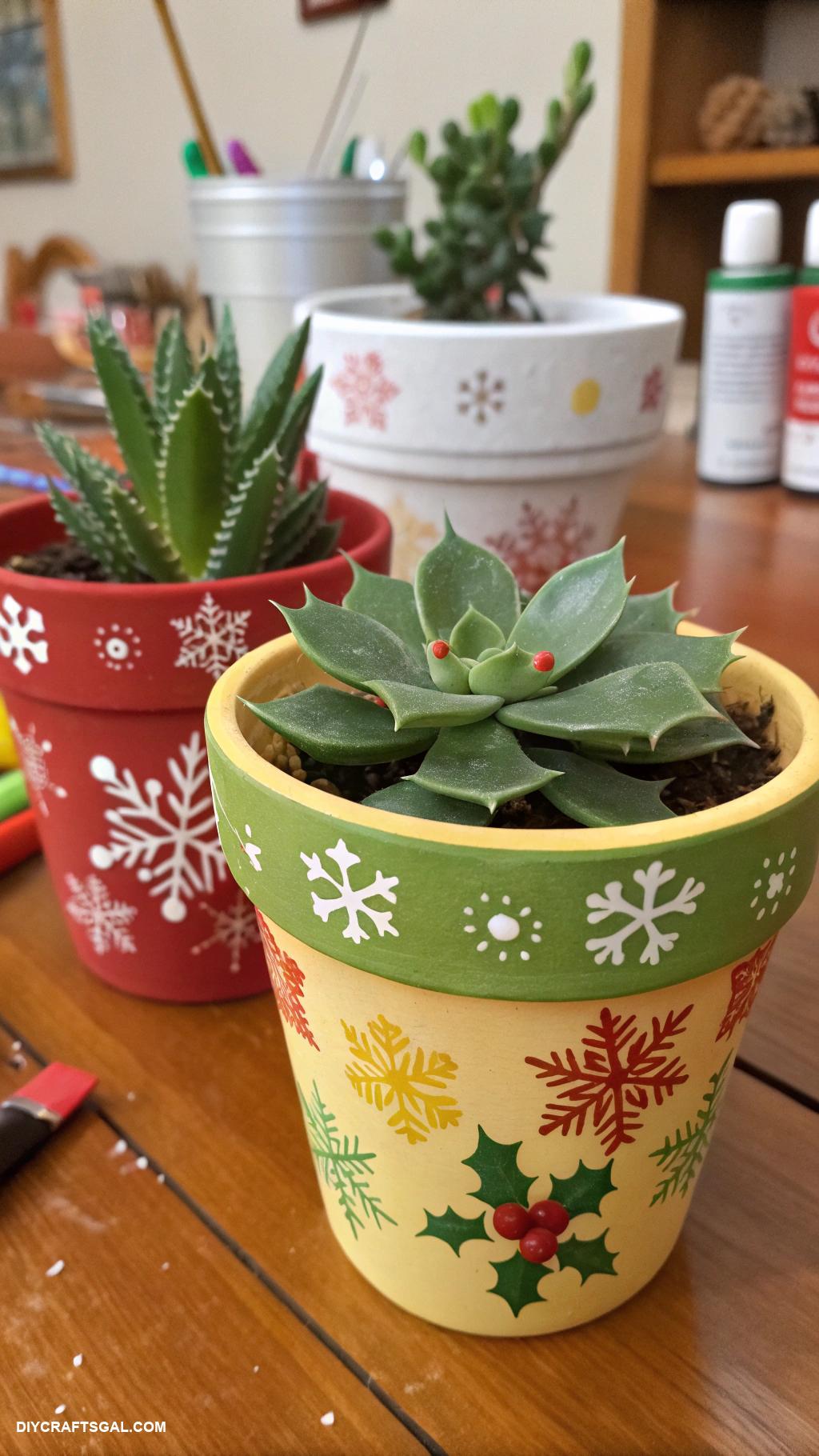 diy christmas gifts for coworkers DIY Succulent planters in painted pots