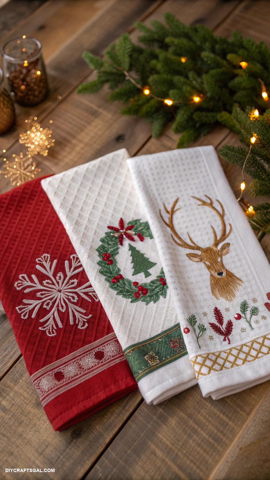 diy christmas gifts for family Custom embroidered kitchen towels