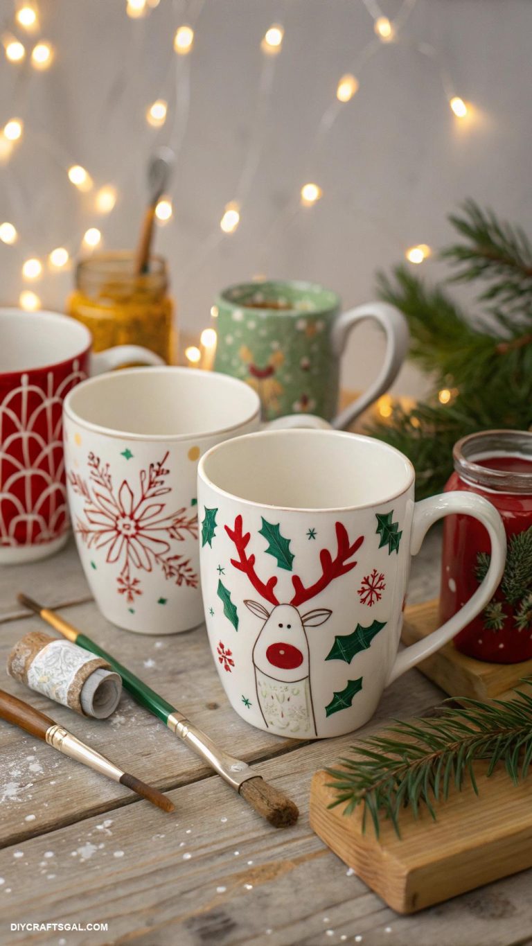diy christmas gifts for family Hand painted ceramic mugs