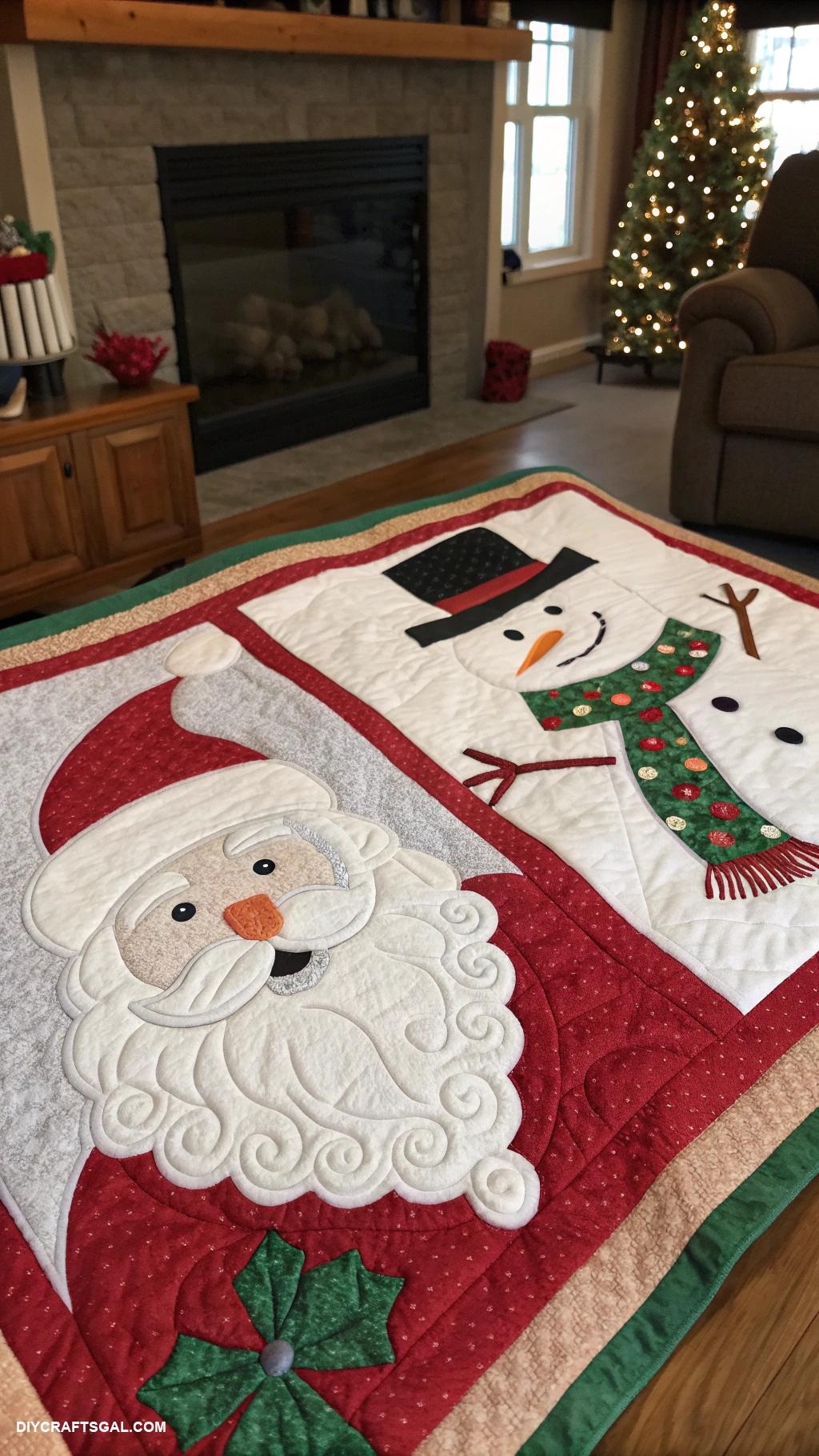 diy christmas quilts Appliquy Santa and Snowman Quilt