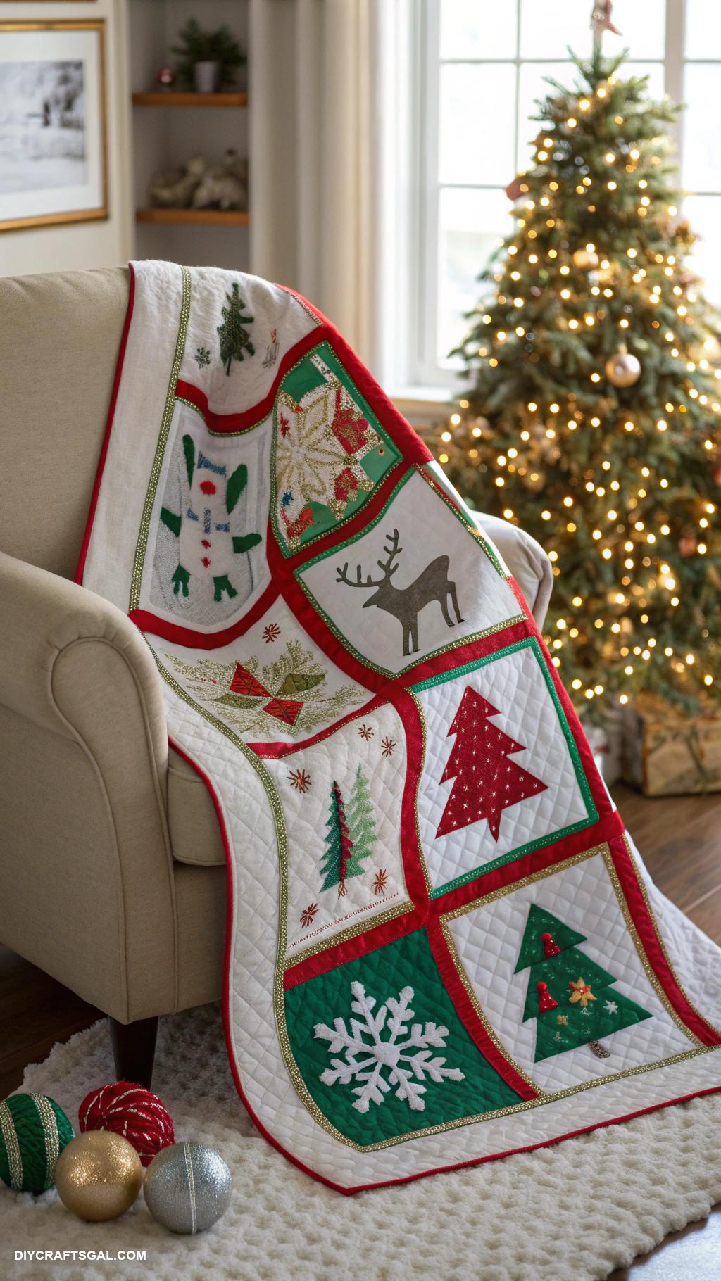 diy christmas quilts Christmas Stocking Quilt with Patches