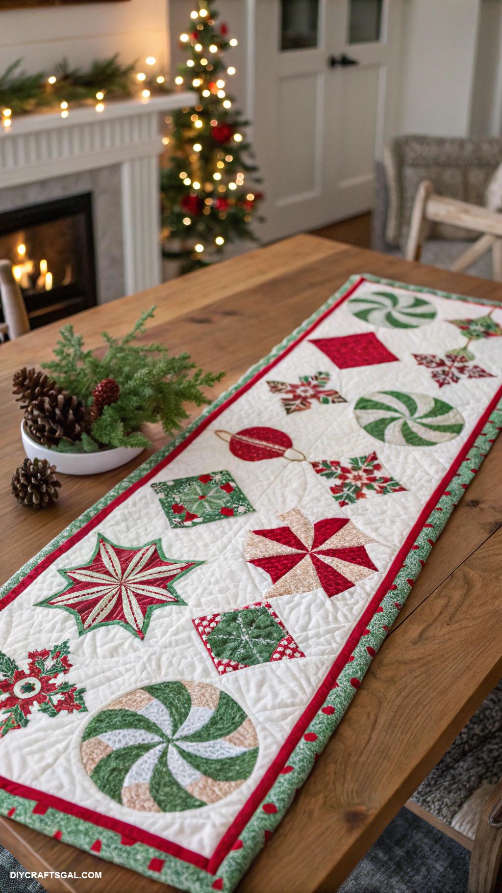 diy christmas quilts Holiday Themed Quilt Table Runner