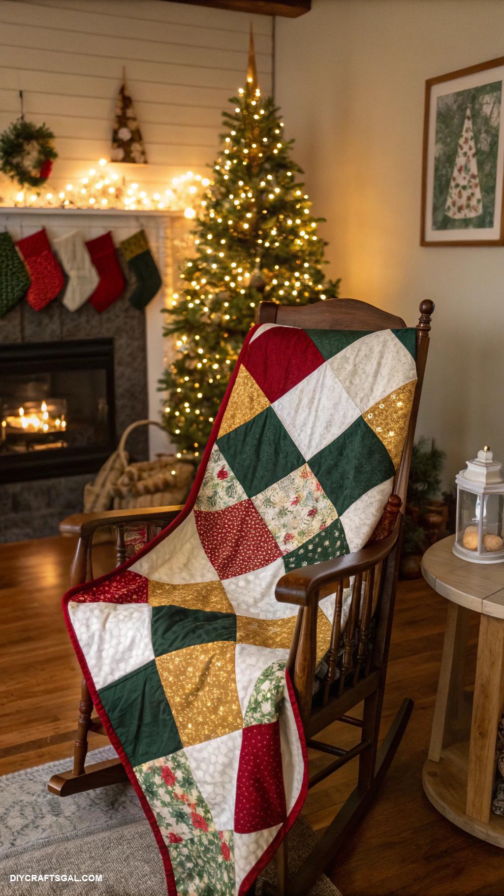 diy christmas quilts Patchwork Quilt with Holiday Colors
