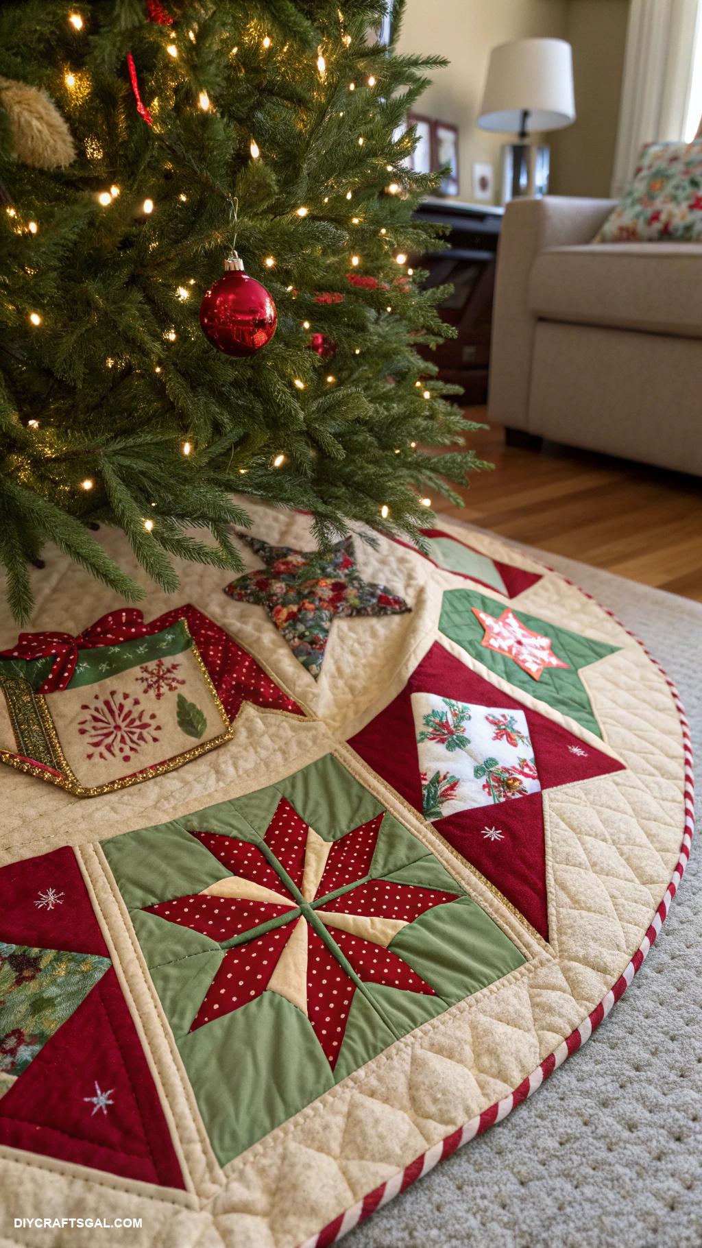 diy christmas quilts Quilted Tree Skirt with Pockets