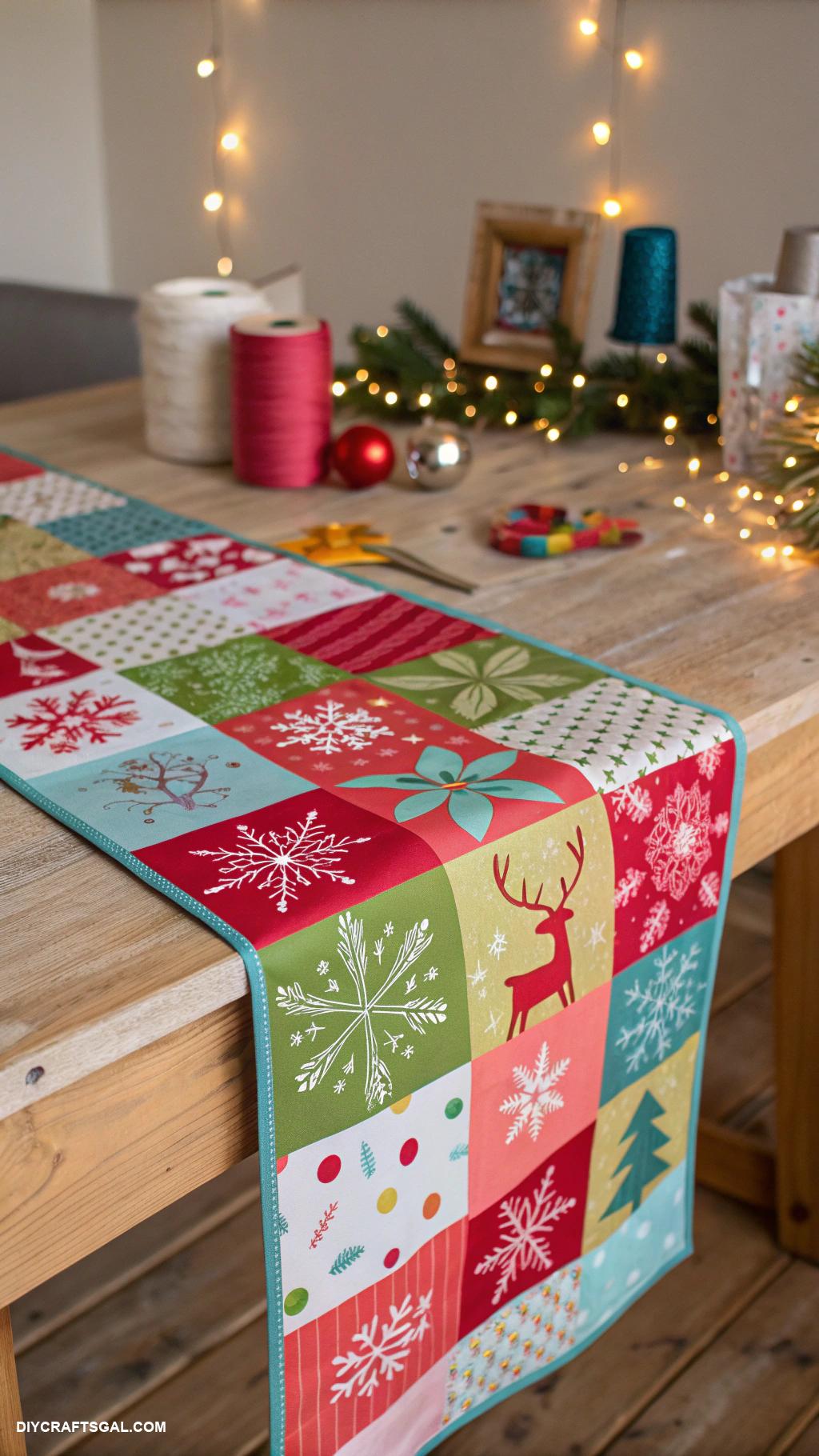 diy christmas table runners Gift wrap paper collage runner