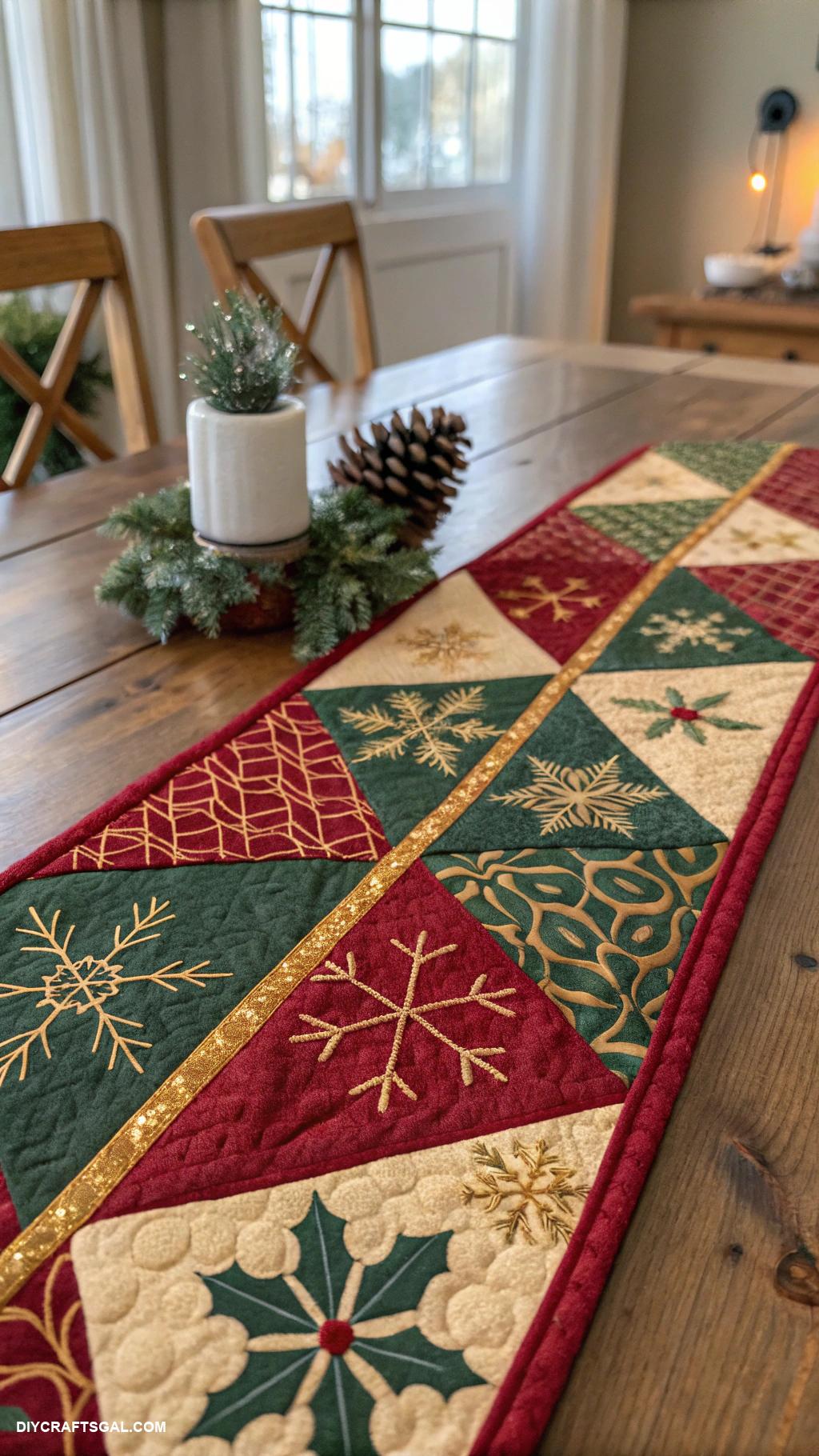 diy christmas table runners Patchwork fabric using seasonal colors