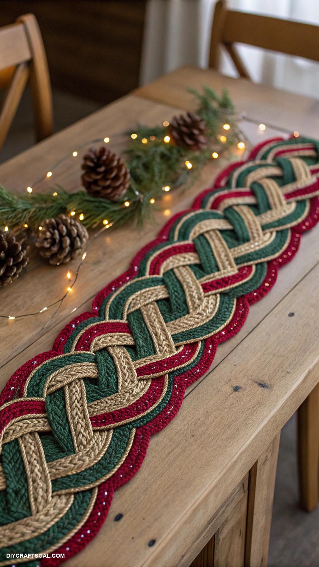 diy christmas table runners Twisted ribbon braided table runner