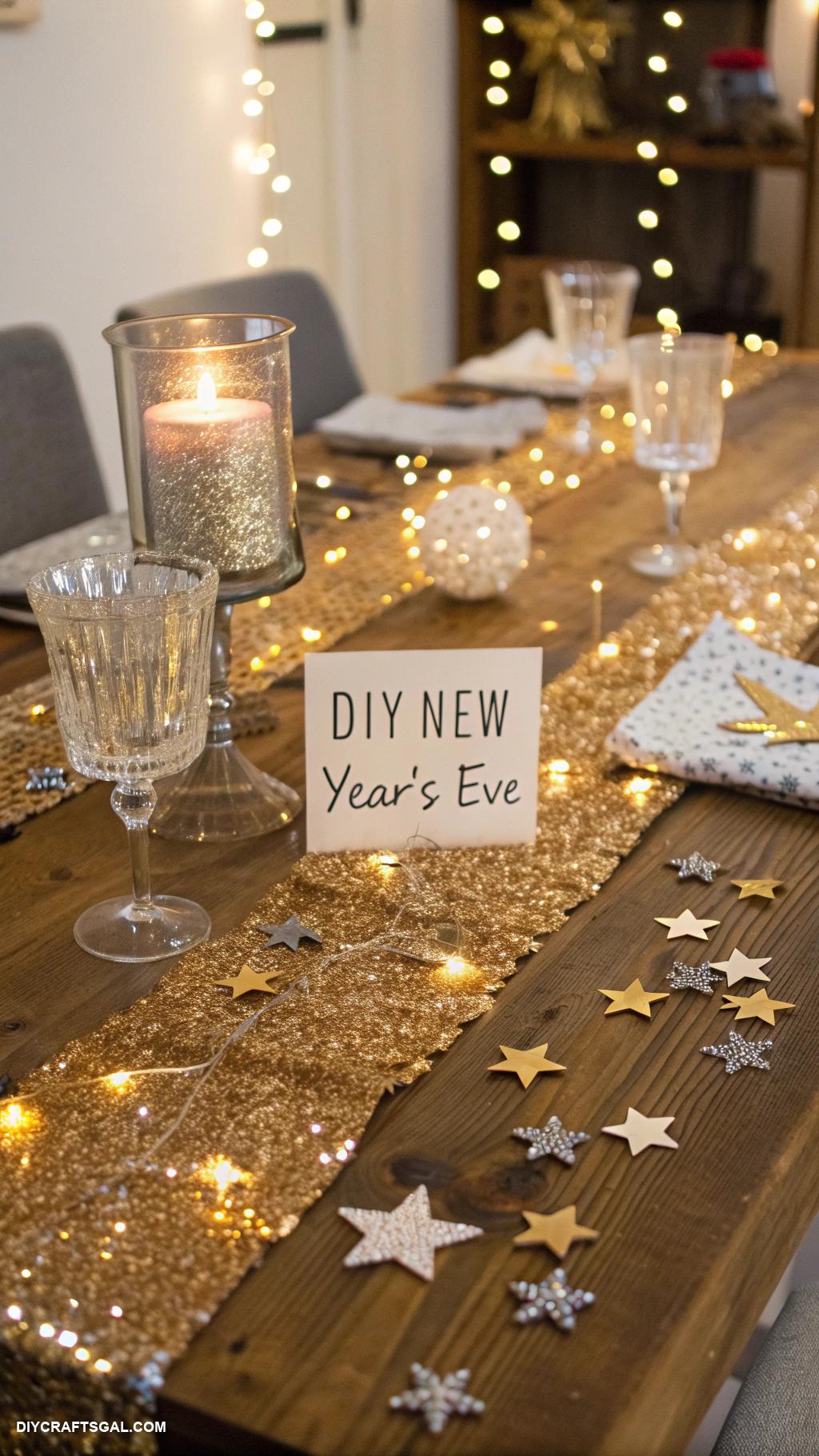 diy new years eve decorations Glittered table runners for glamorous touch