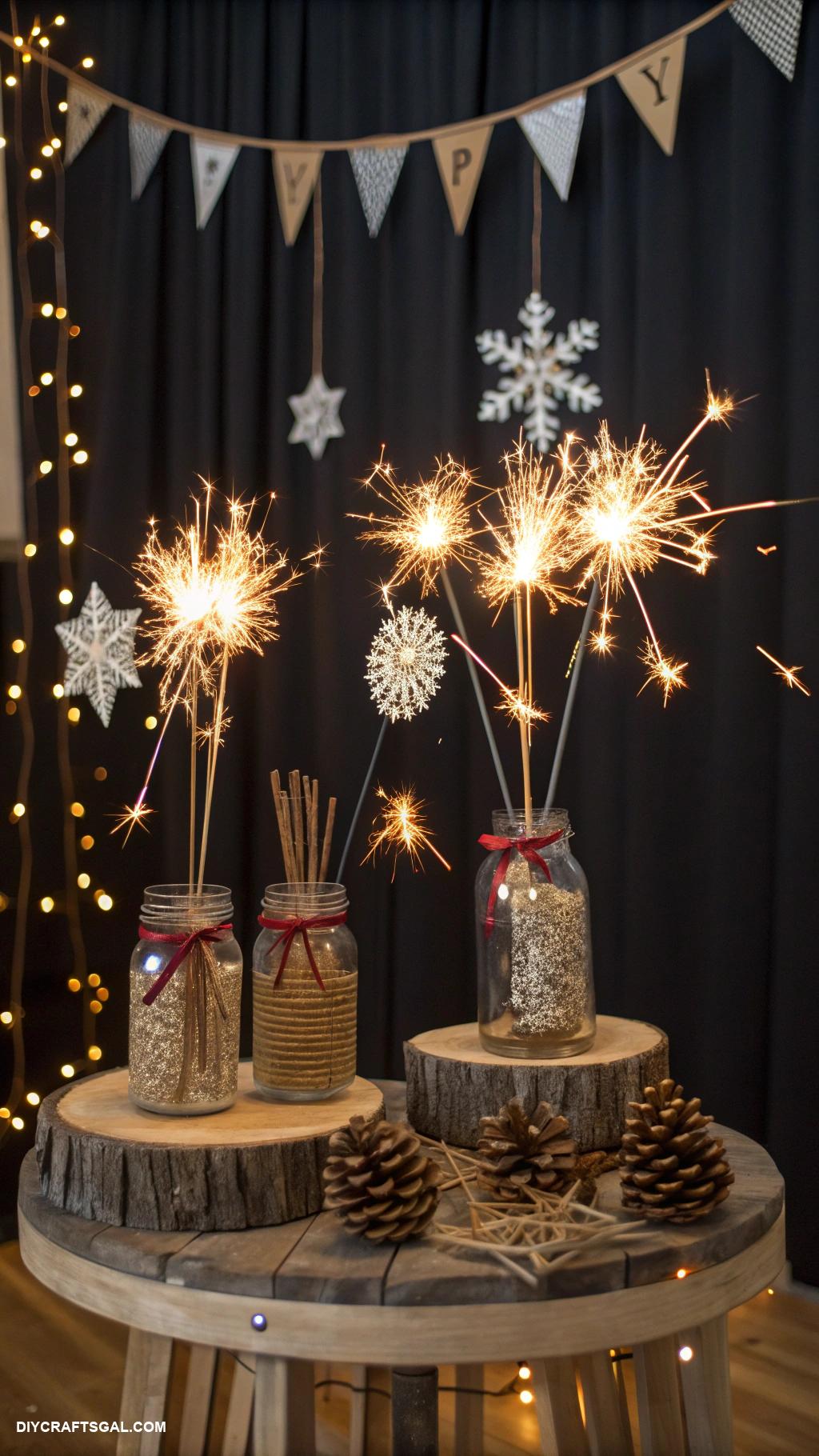 diy new years eve party decor DIY sparkler display setup