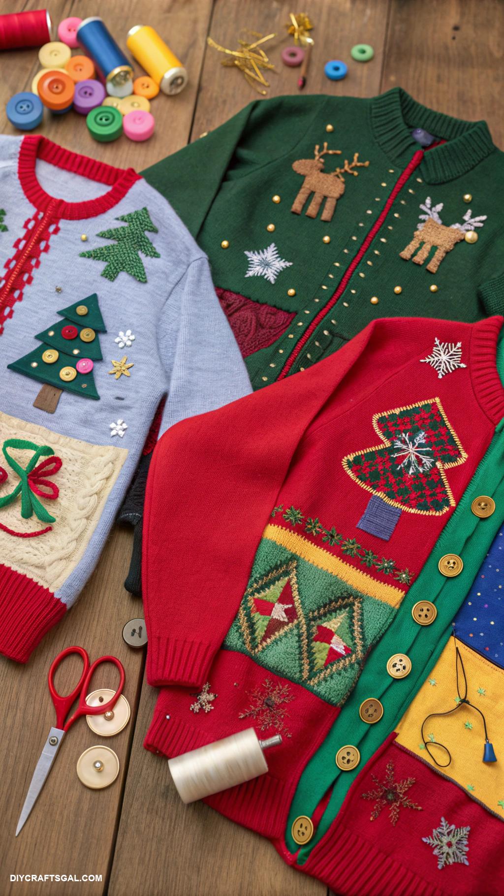 diy ugly christmas sweaters Upcycled old sweaters into patchwork design