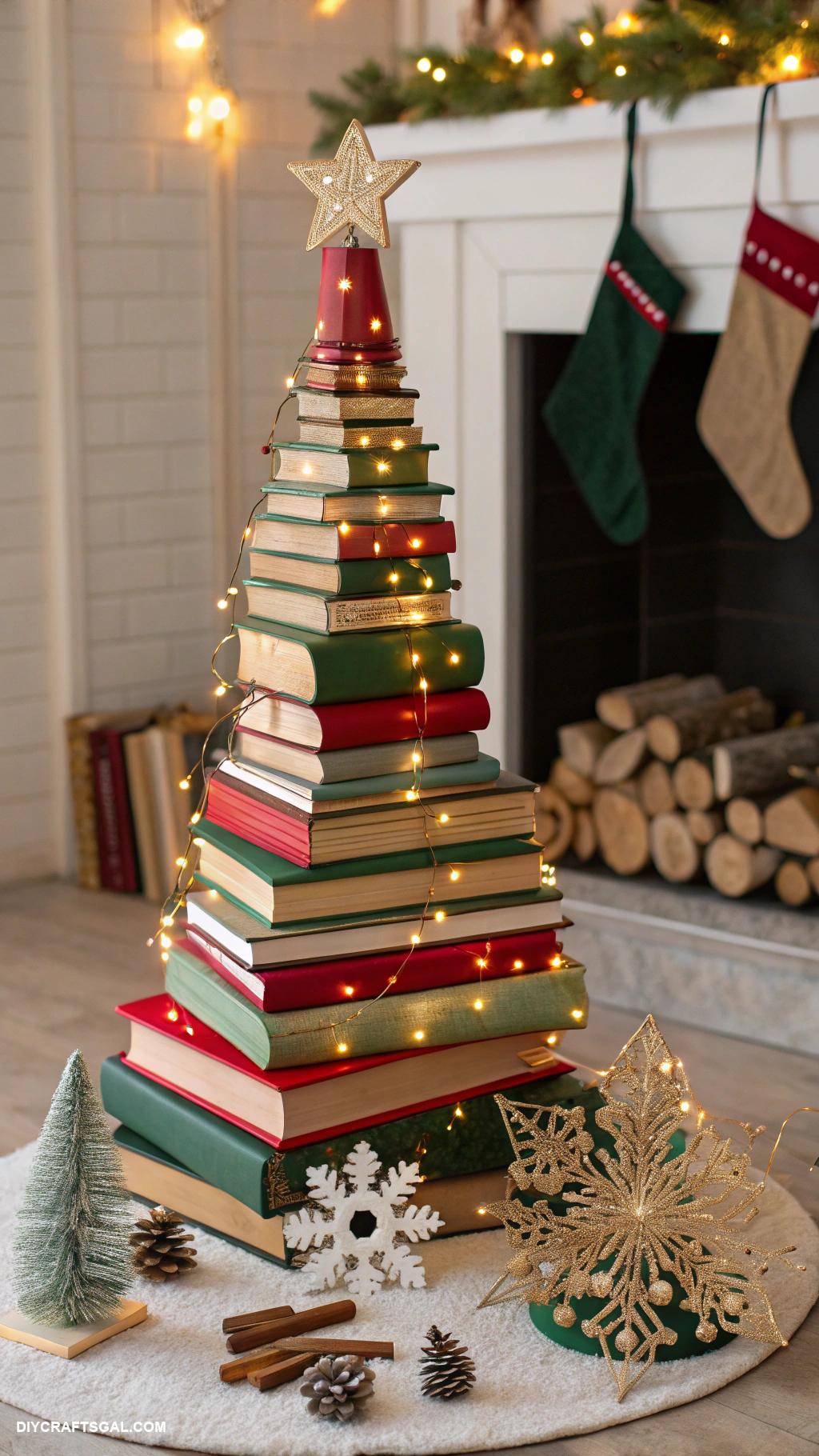easy christmas crafts for adults Christmas tree made from books