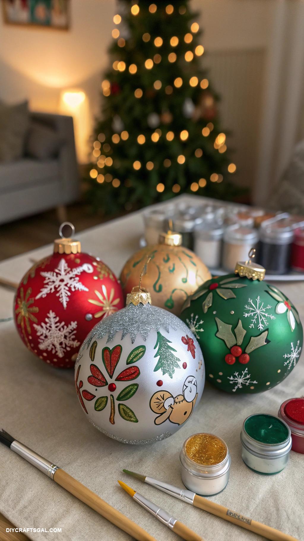 easy christmas crafts for adults DIY painted holiday ornaments