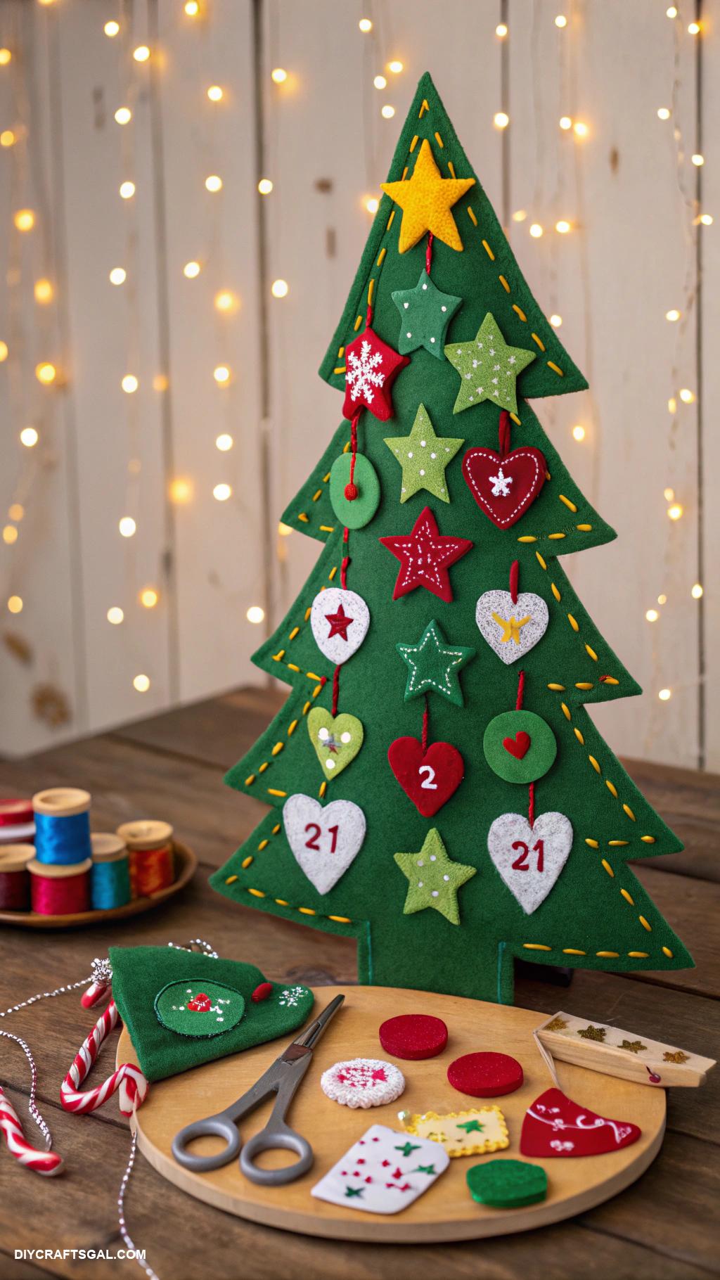 easy christmas crafts for adults Felt Christmas tree advent calendar