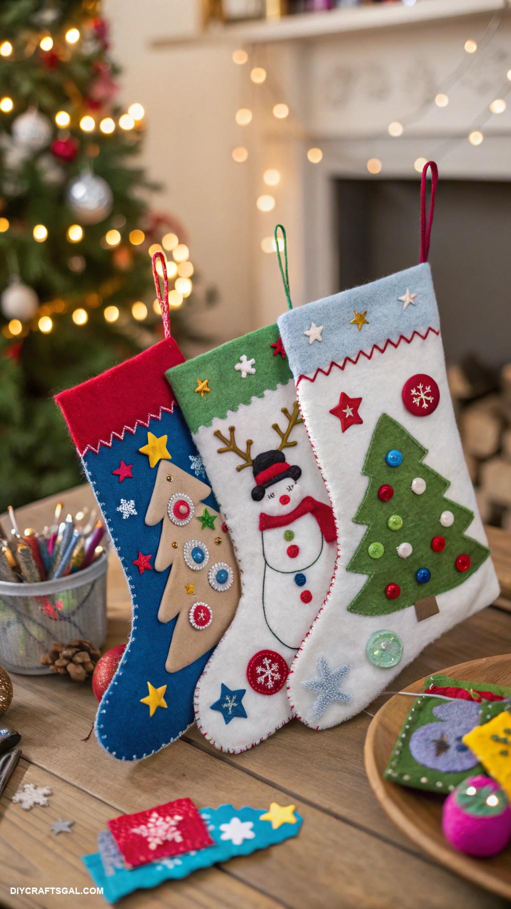 easy christmas crafts for kids Felt stocking decorations