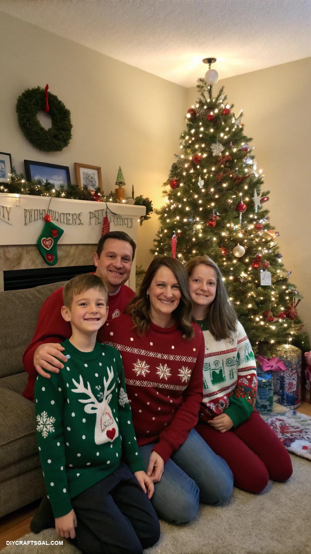 family christmas card outfit ideas Coordinating sweaters with family portraits