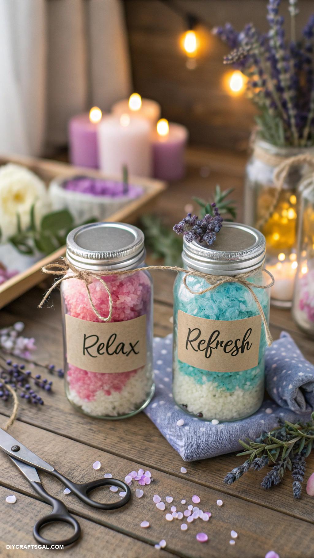 mason jar christmas gifts DIY Bath Salts with Essential Oils