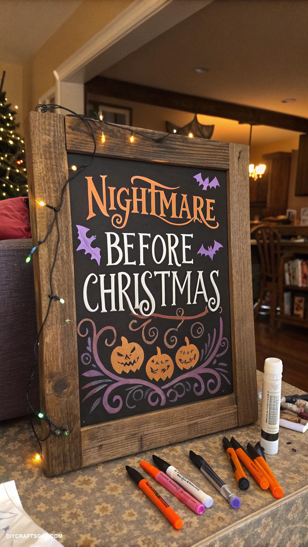 nightmare before christmas home decor Chalkboard signs with Halloween quotes