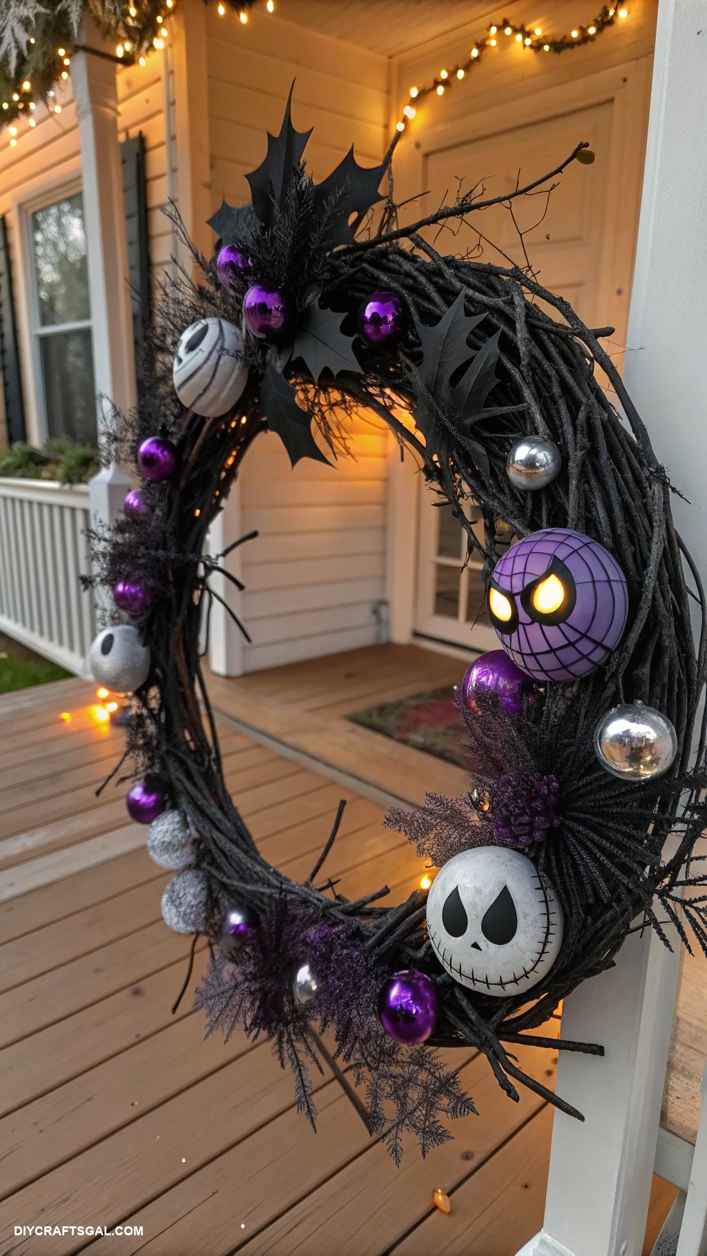 nightmare before christmas home decor Haunted Jack Skellington wreath for front door