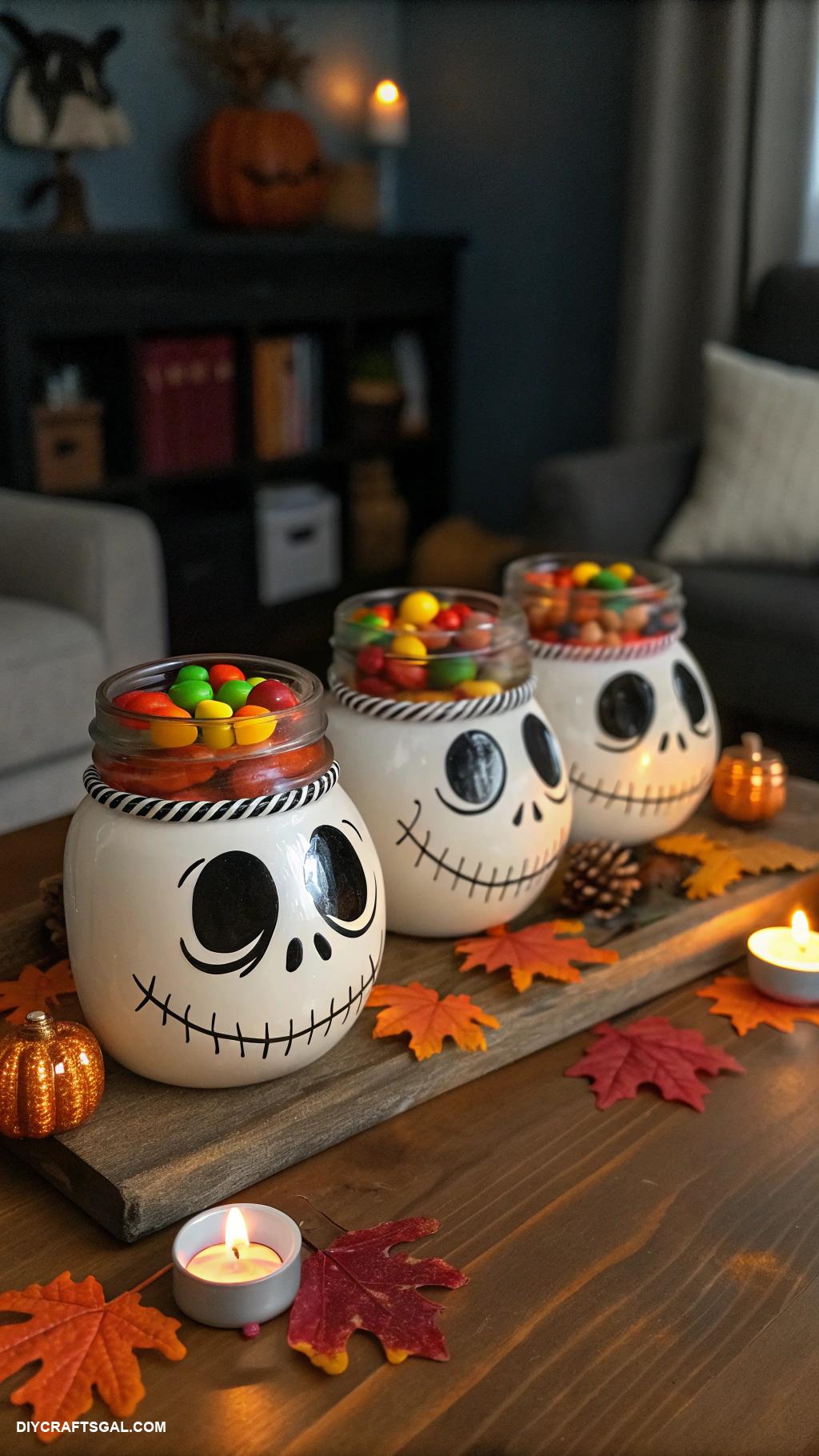 nightmare before christmas home decor Skellington skull jars for candy display