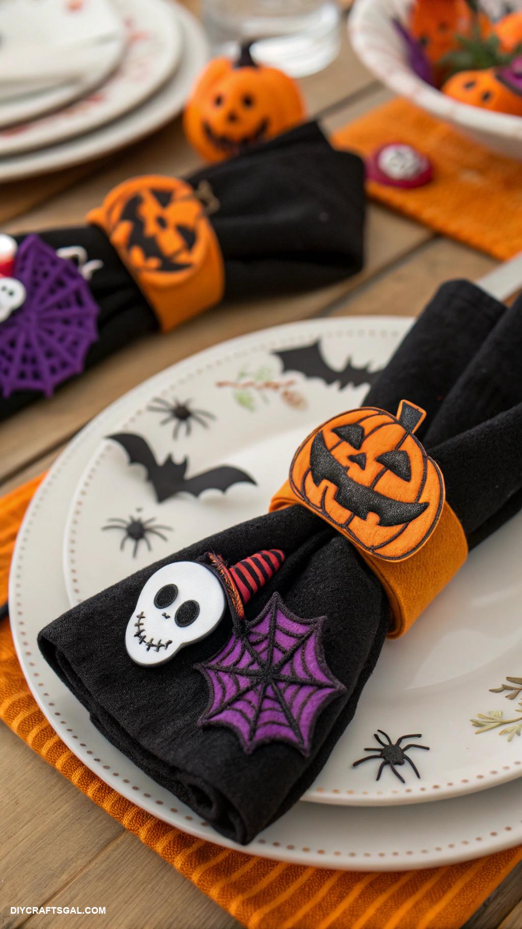 nightmare before christmas home decor Themed napkin rings using Halloween motifs
