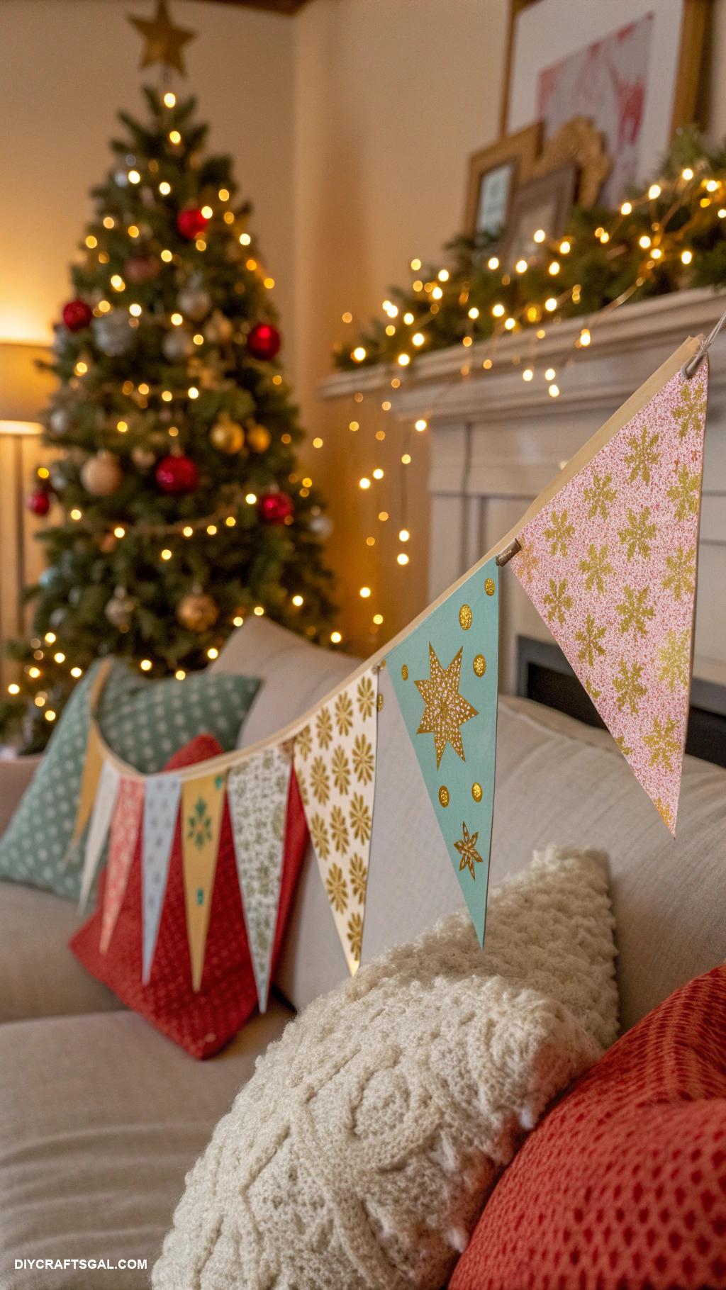 paper christmas decorations Festive paper garlands with glitter accents