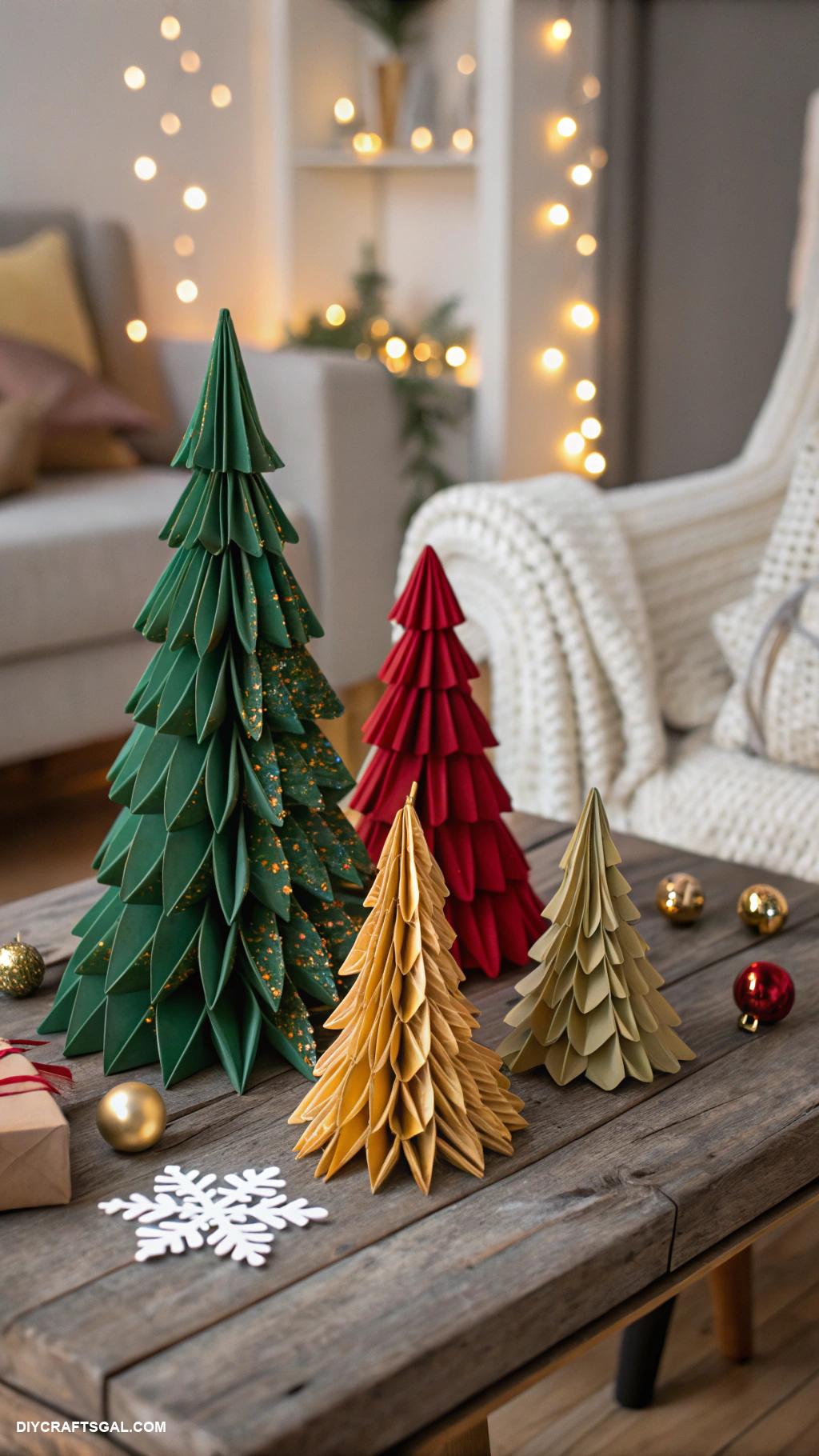 paper christmas decorations Origami Christmas trees in various sizes