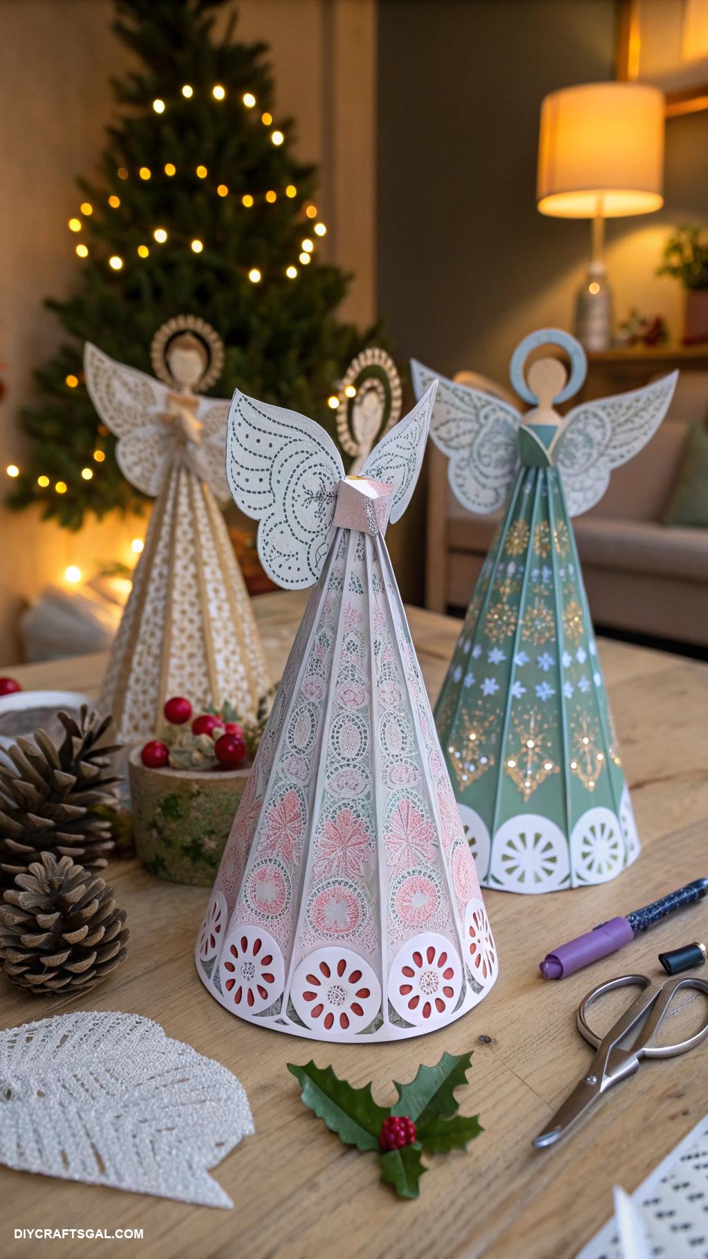 paper christmas decorations Paper angels crafted from recycled materials