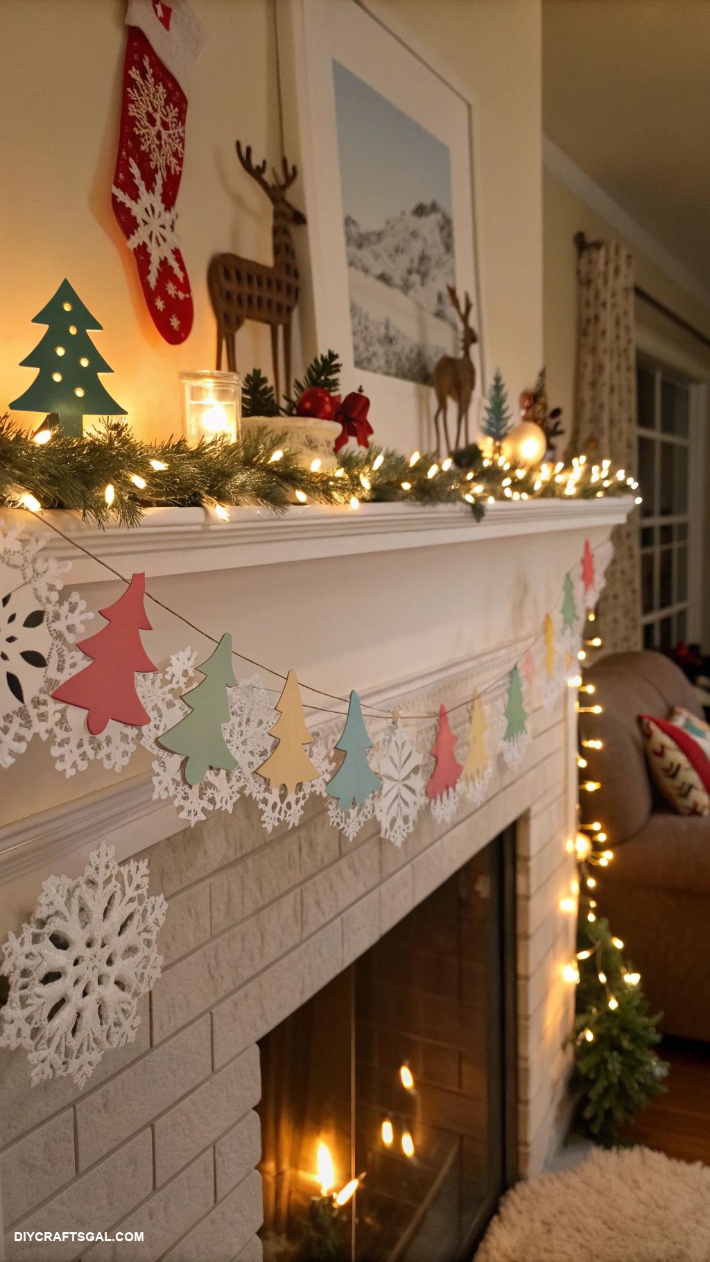 paper christmas decorations Vintage style paper fireplace mantel decorations