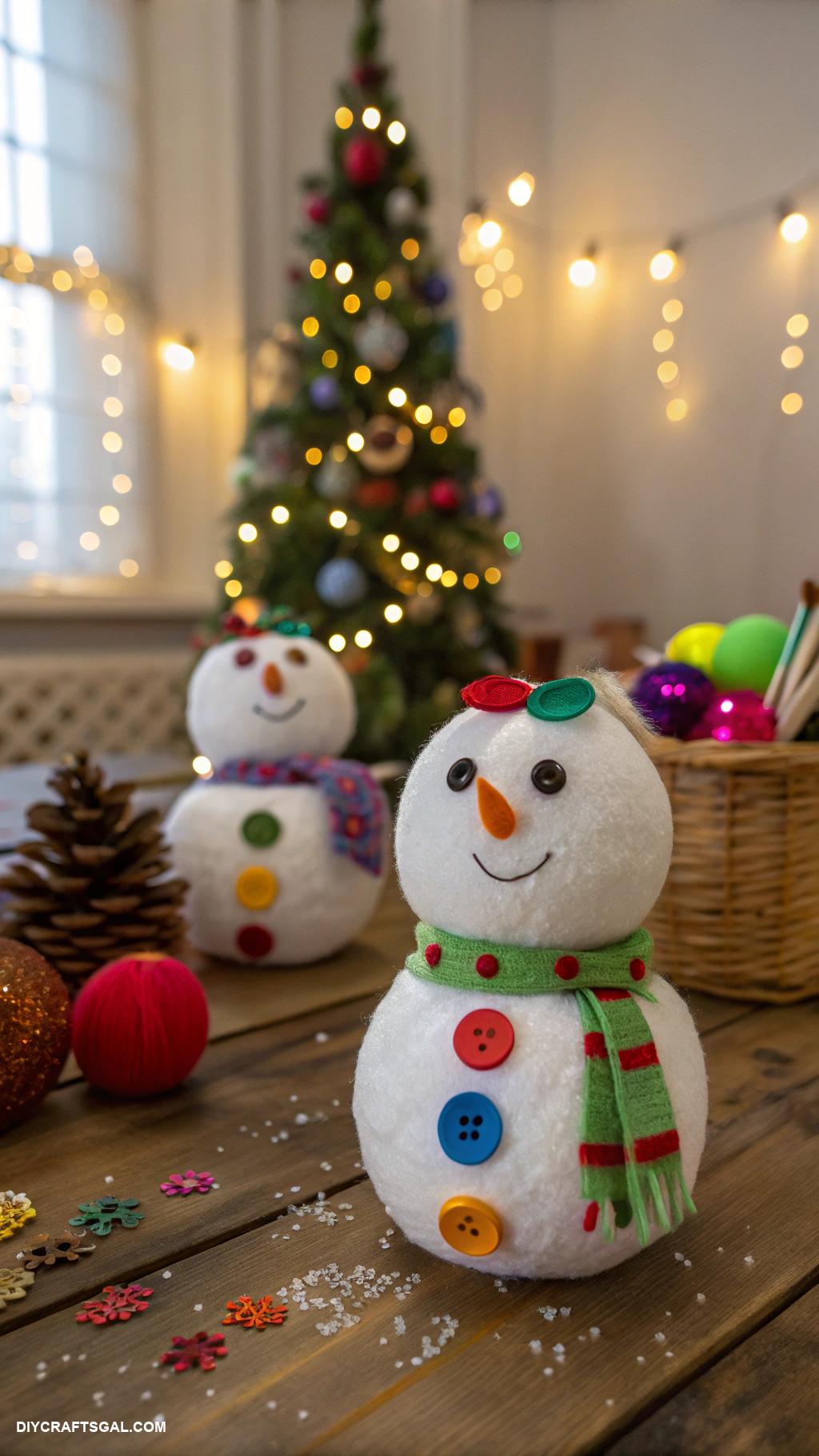 preschool christmas crafts Cotton Ball Snowman Figures