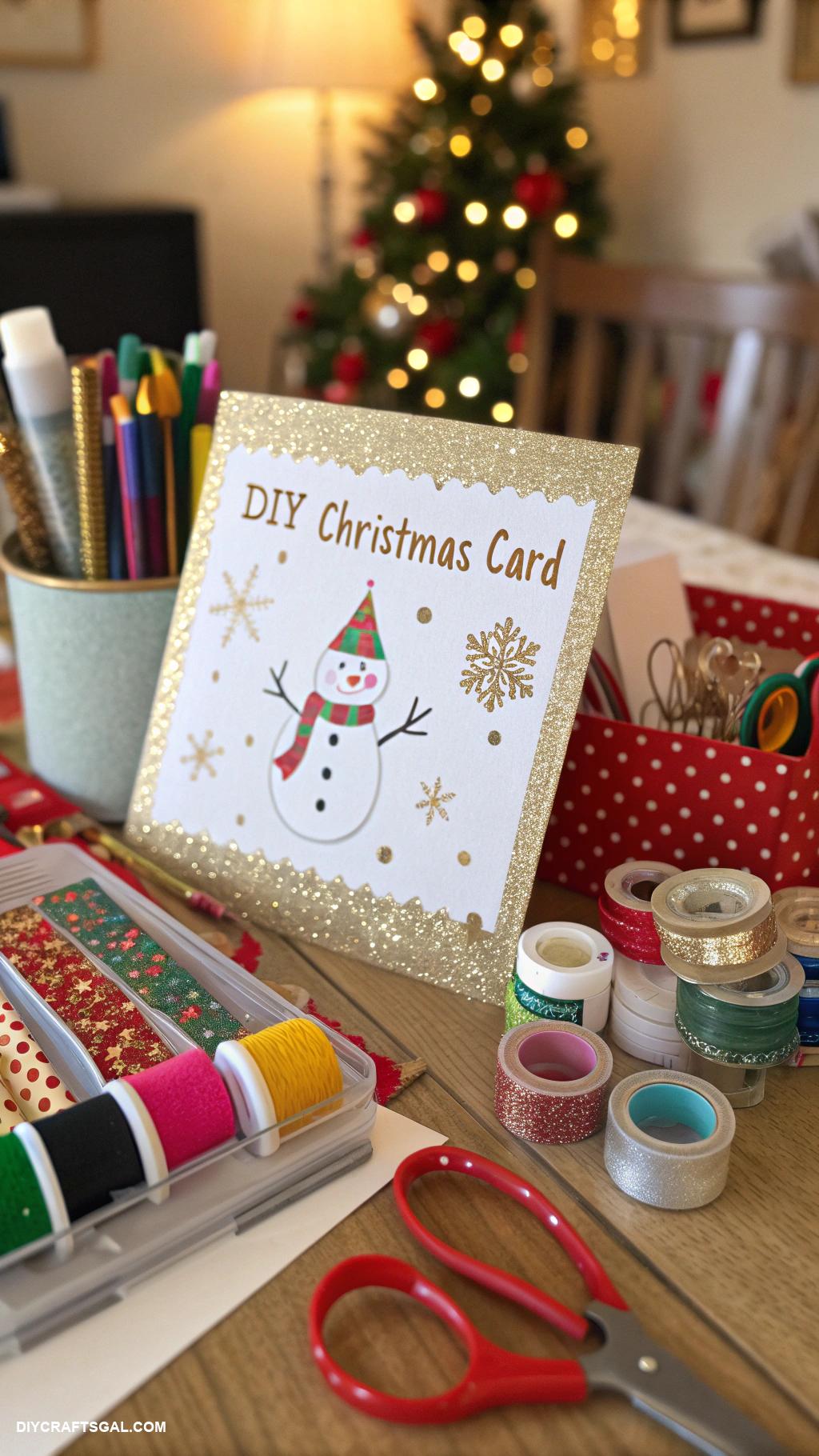 preschool christmas crafts DIY Christmas Card with Glitter