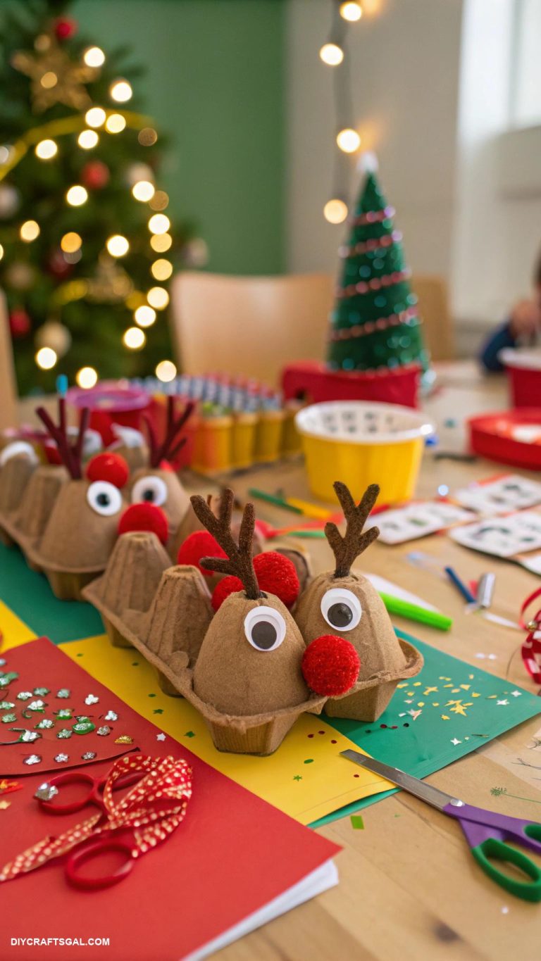 preschool christmas crafts Egg Carton Reindeer Masks
