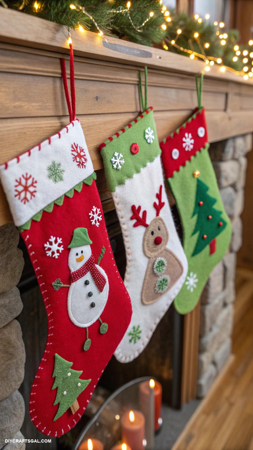 preschool christmas crafts Felt Stocking Decorations for Kids