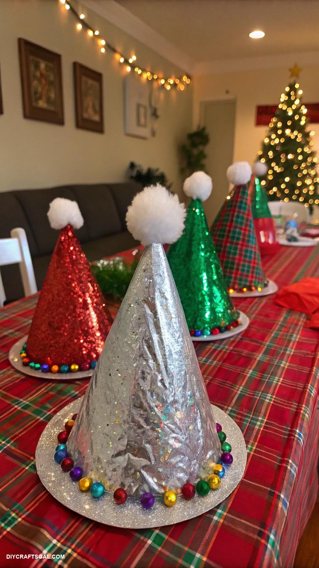 preschool christmas crafts Foil Wrap Santa Hats Craft