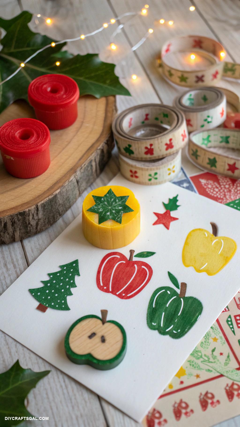 preschool christmas crafts Holiday Fruit and Vegetable Stamps