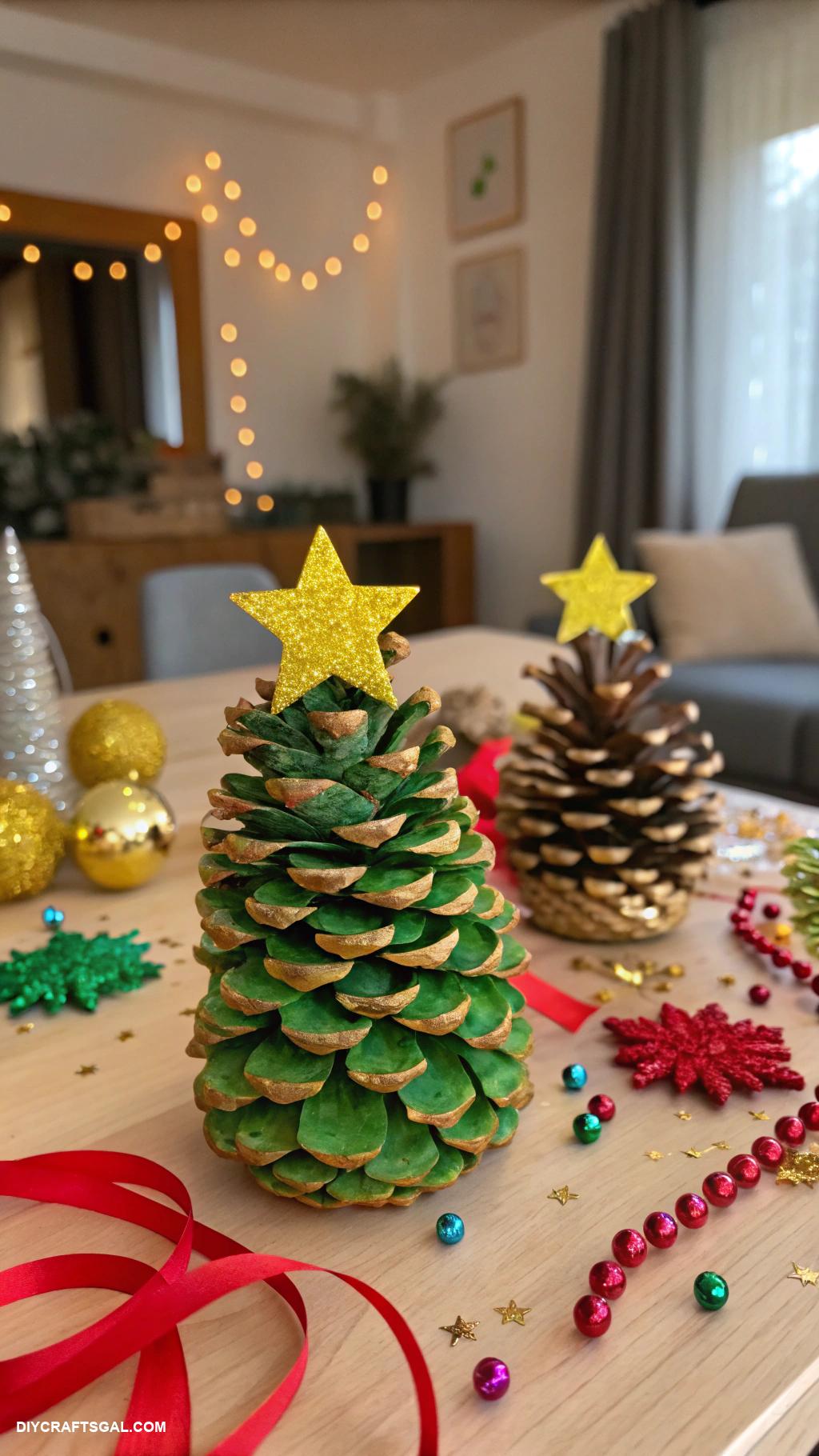preschool christmas crafts Pine Cone Christmas Tree Craft