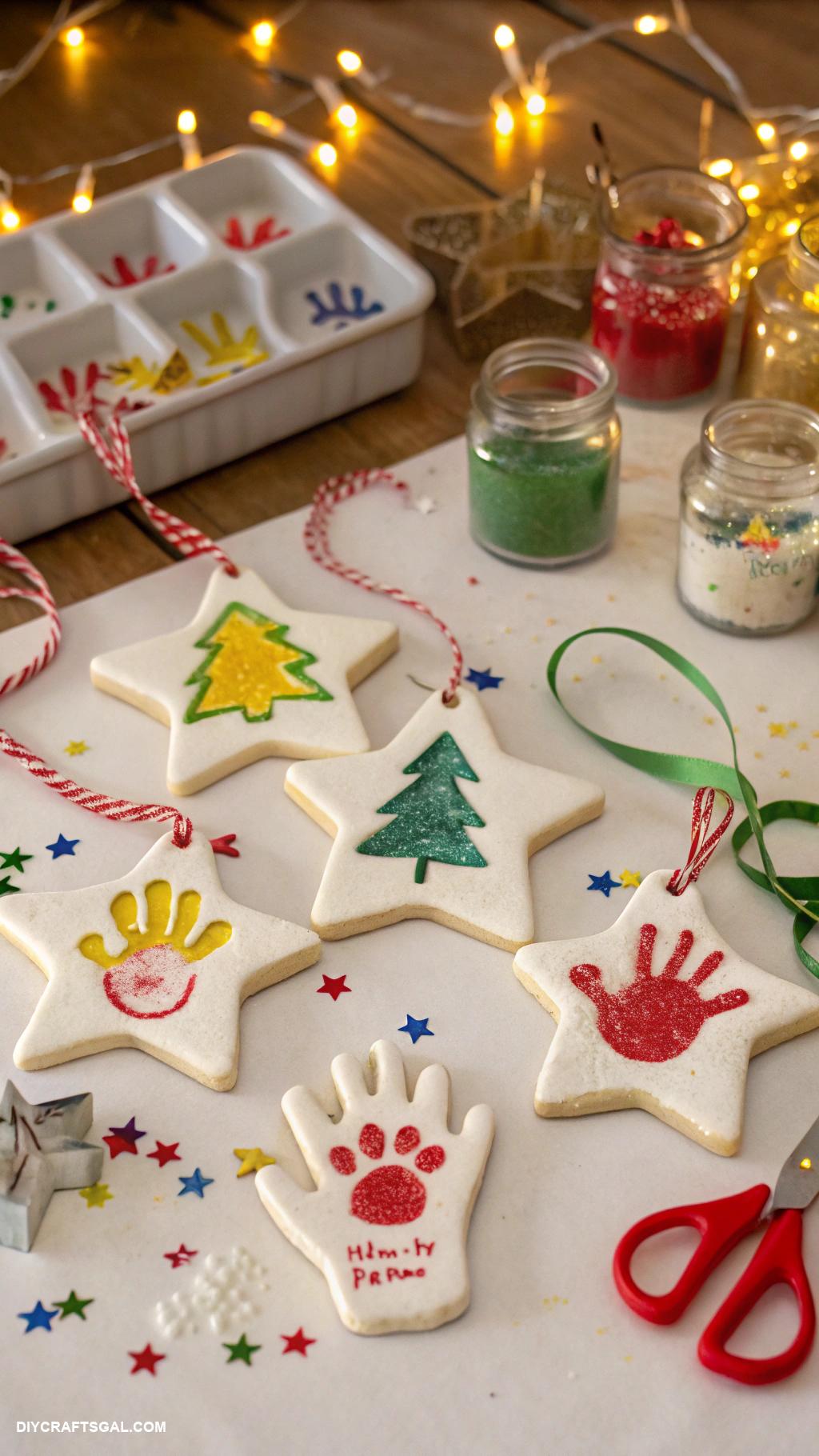 preschool christmas crafts Salt Dough Ornaments with Handprints