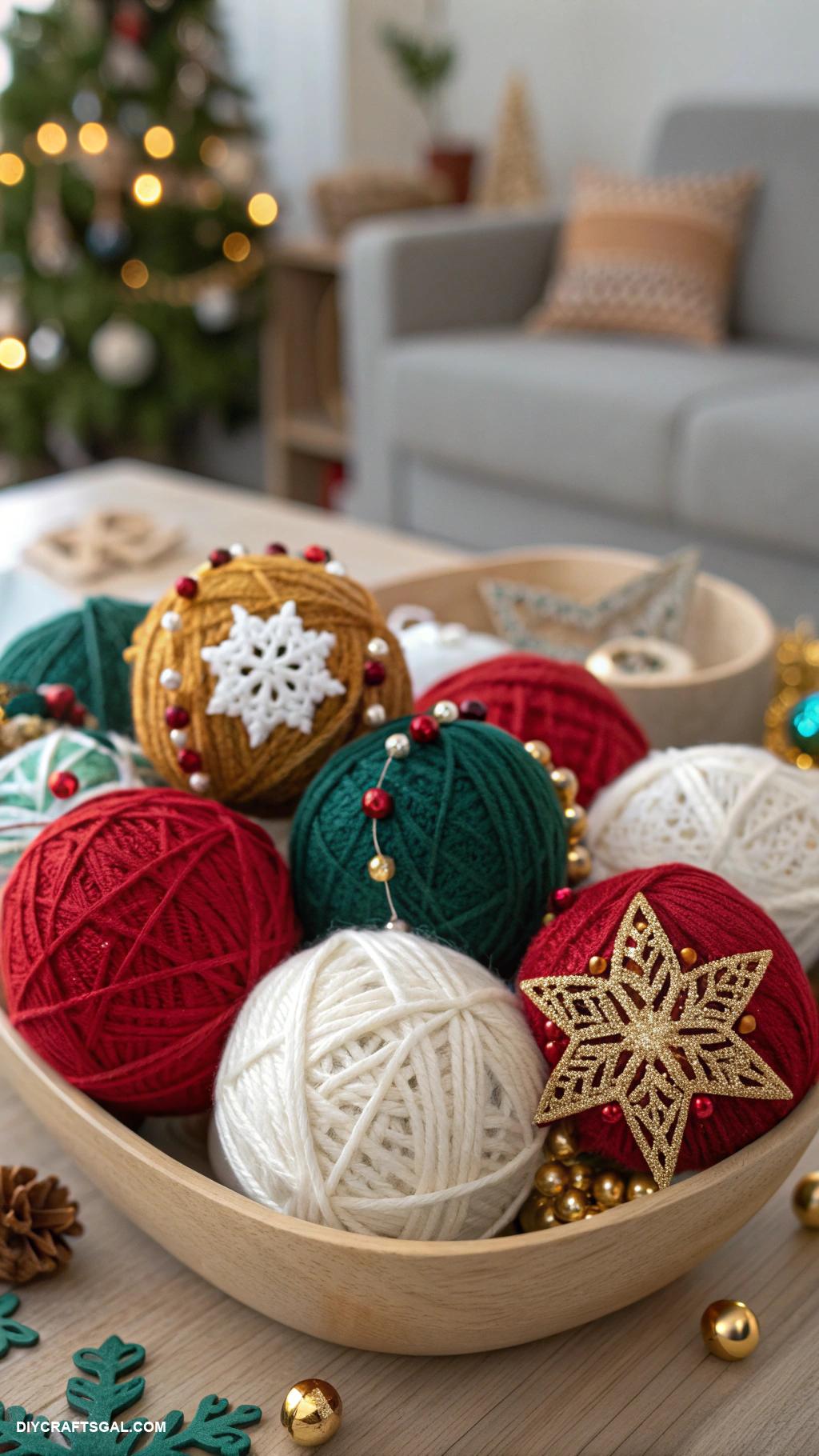 preschool christmas crafts Yarn Wrapped Christmas Ornaments