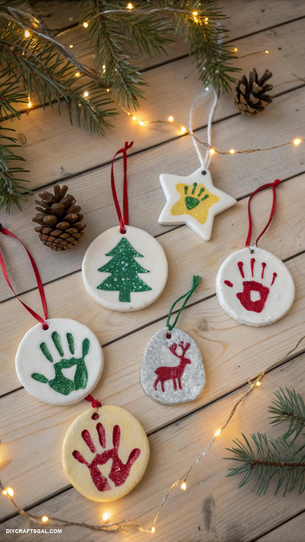 salt dough christmas ornaments Personalized handprint keepsakes