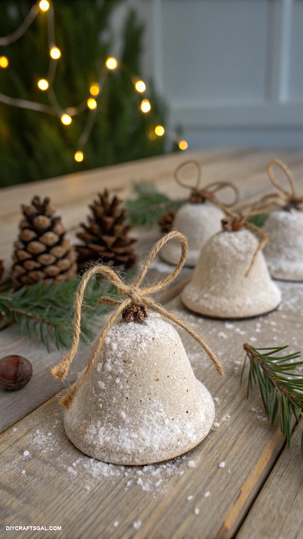 salt dough christmas ornaments Rustic bell ornaments with twine