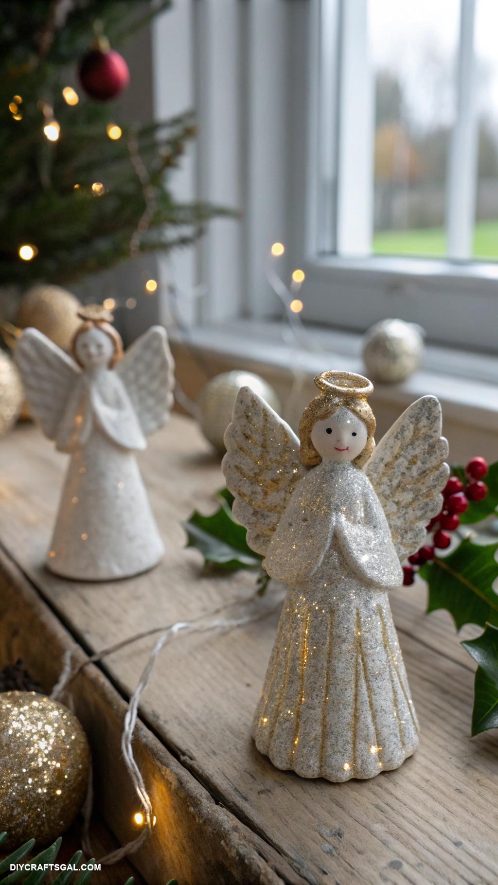 salt dough christmas ornaments Sparkly angel figurine ornaments