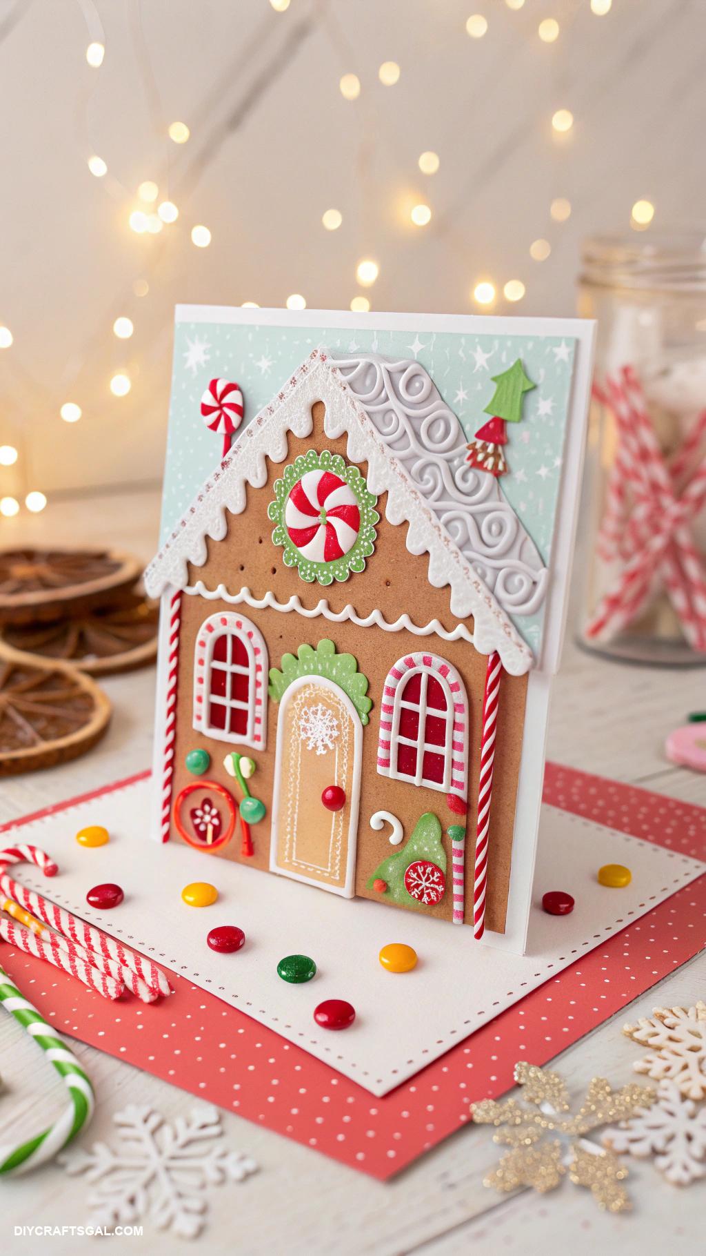 stampin up christmas cards Gingerbread house with candy embellishments