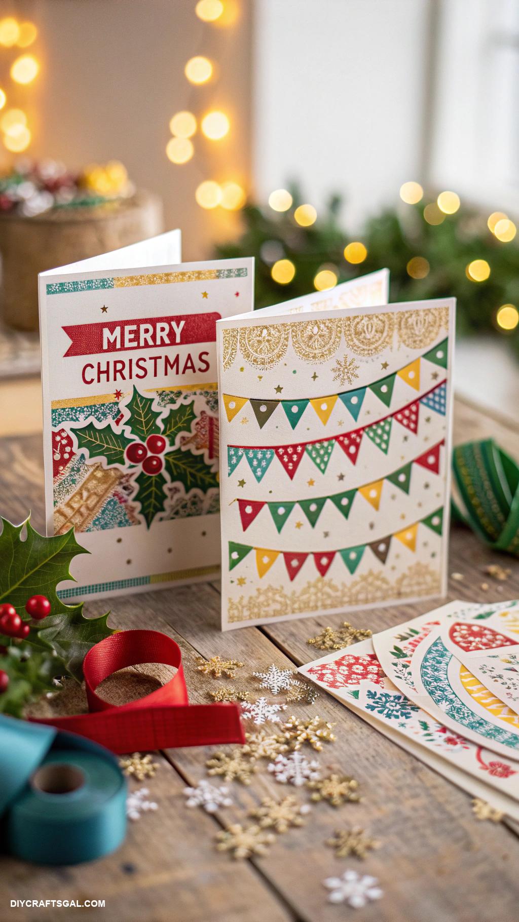 stampin up christmas cards Merry Christmas banners with bright colors