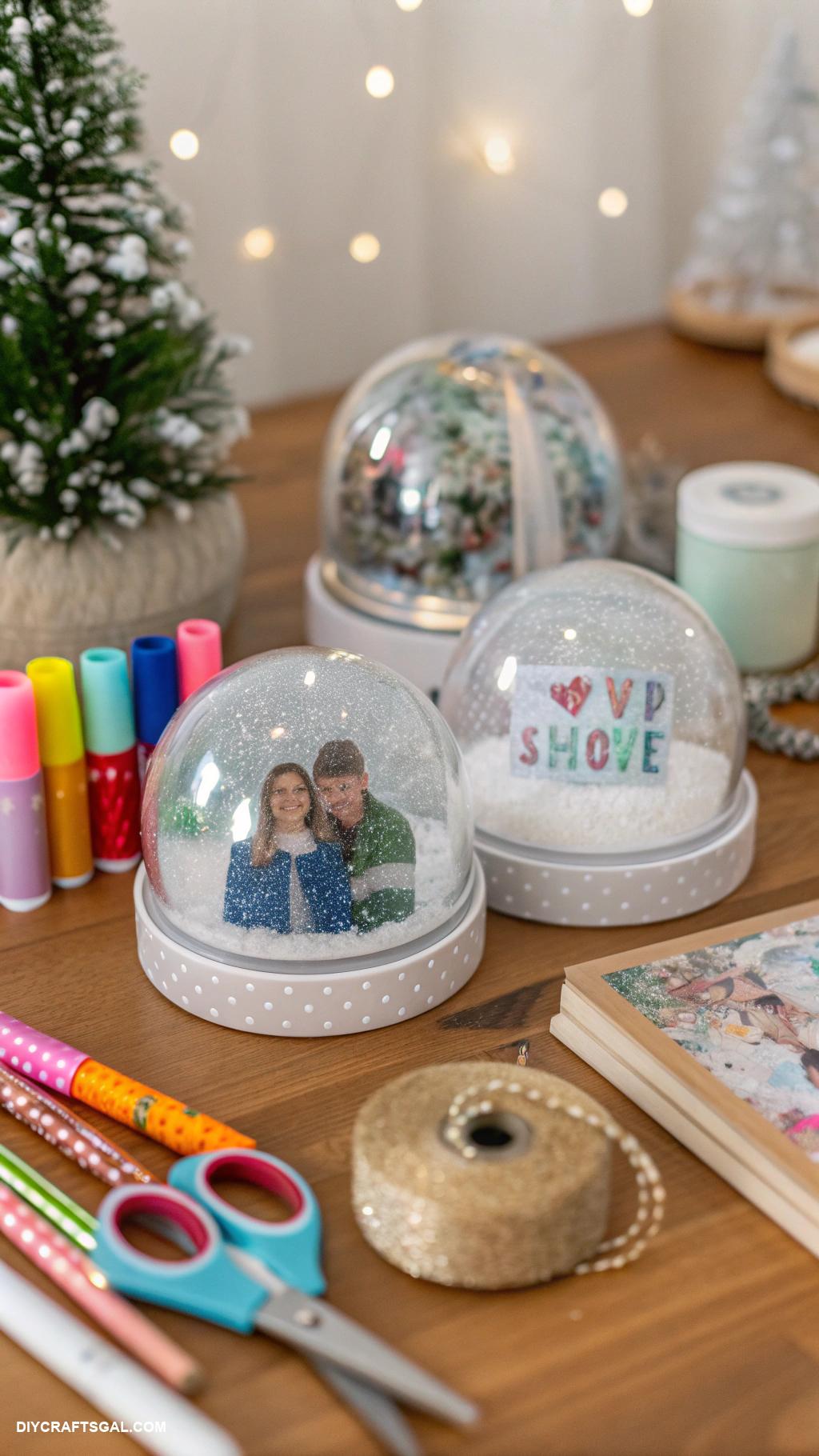 winter crafts for adults Customized snow globes with personal photos