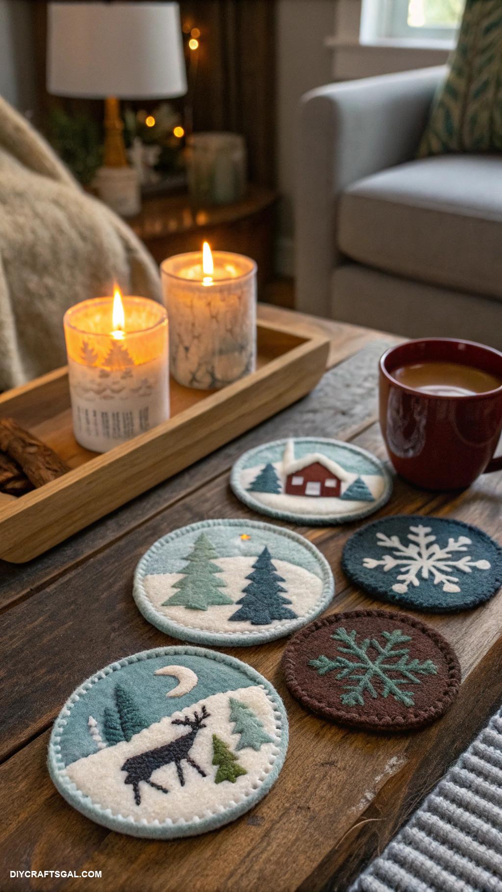 winter crafts for adults Felted wool coasters for cozy gatherings