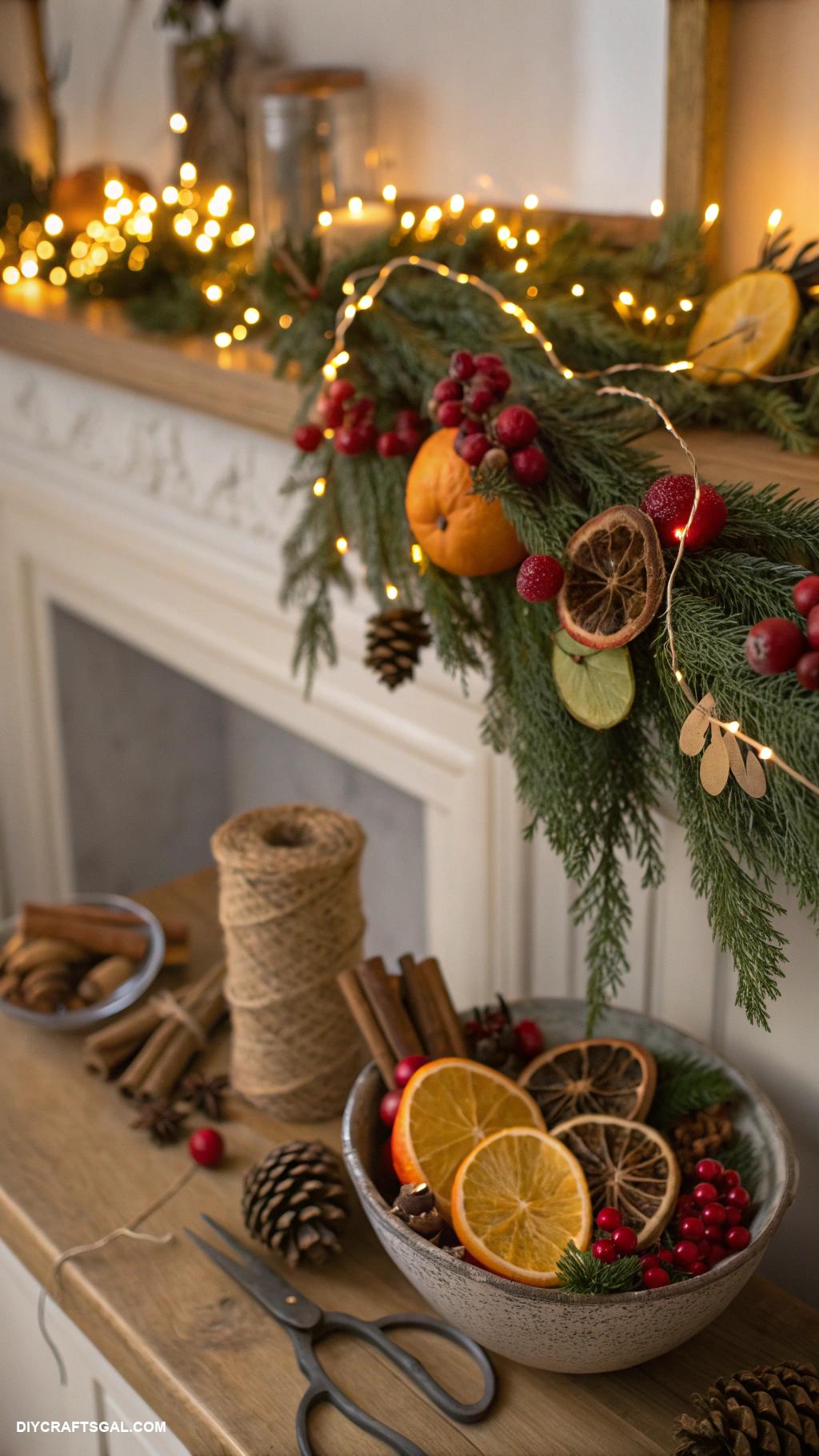 winter crafts for adults Seasonal garlands using natural dried fruits