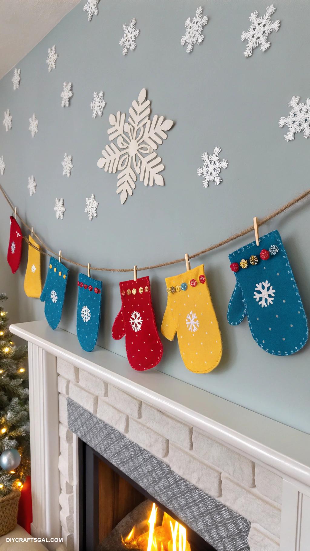 winter crafts for kids Felt mittens garland